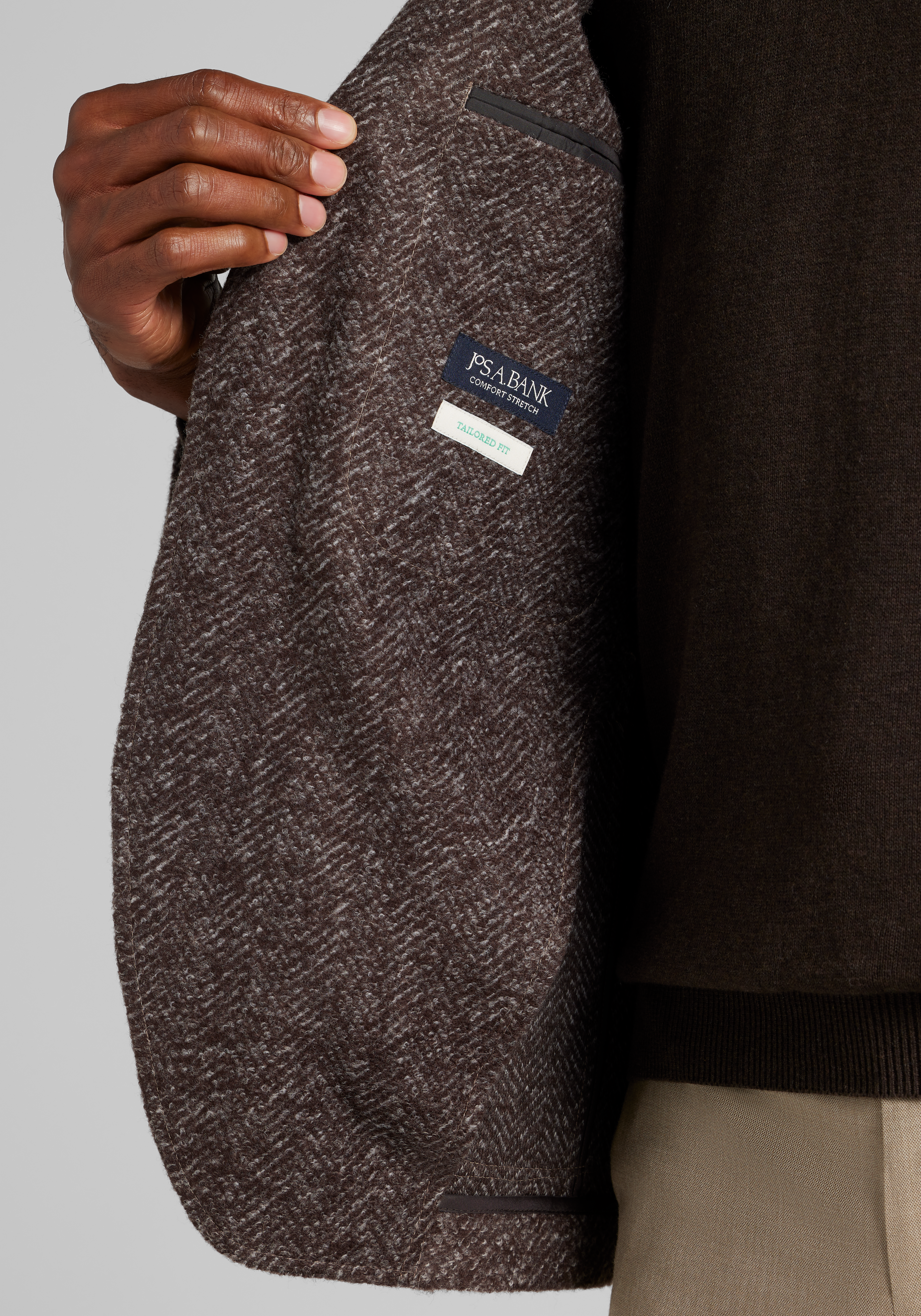 Jos. A. Bank Tailored Fit Comfort Stretch Herringbone Knit Sportcoat - Big & Tall CLEARANCE