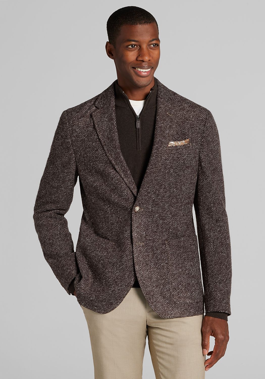 Jos. A. Bank Tailored Fit Comfort Stretch Herringbone Knit Sportcoat