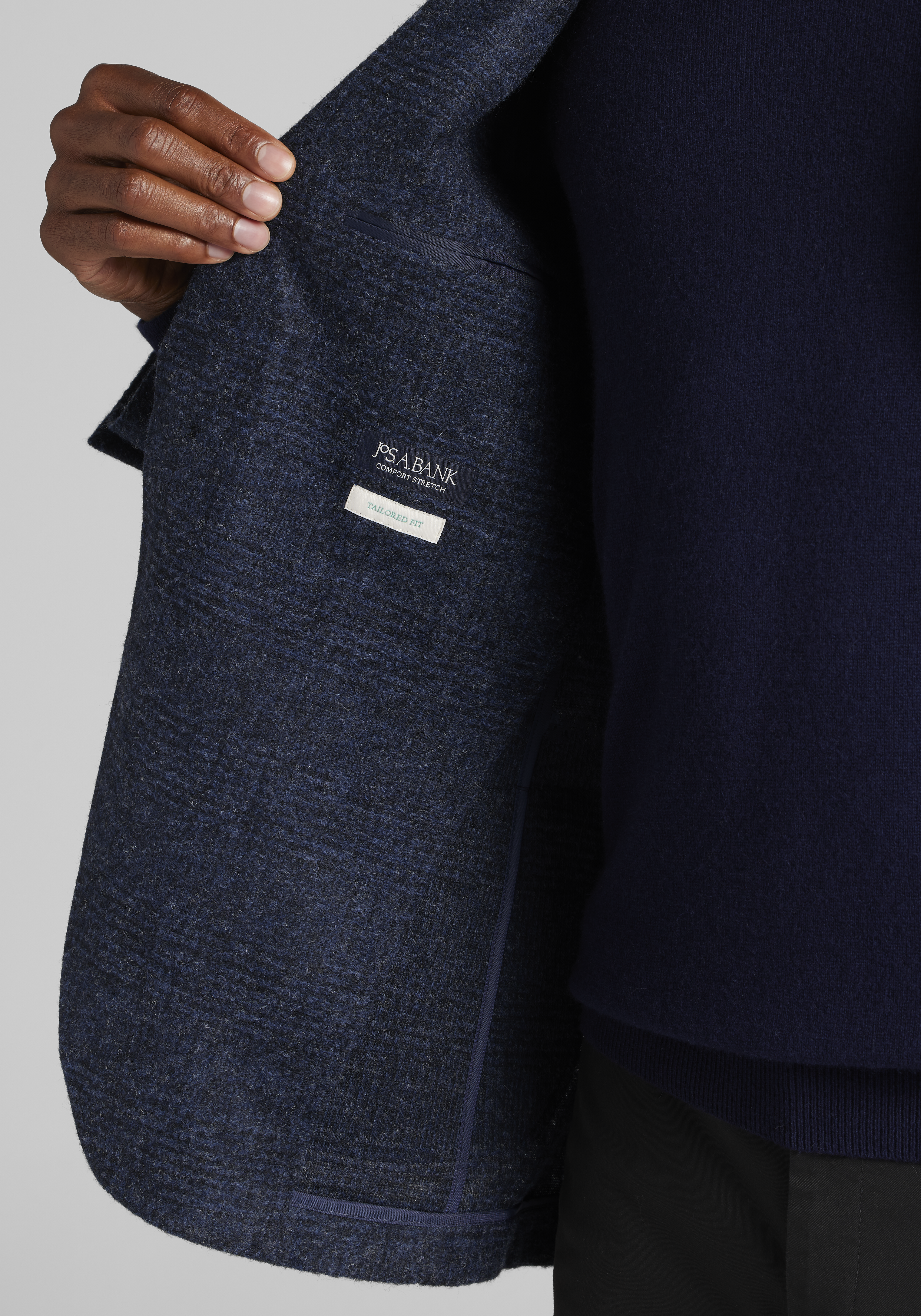 Jos. A. Bank Tailored Fit Comfort Stretch Plaid Knit Sportcoat