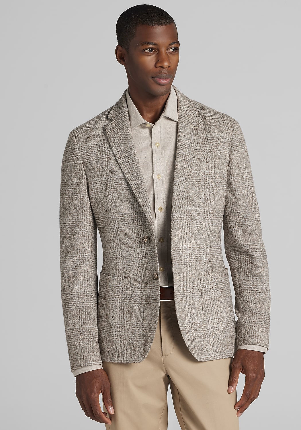 Jos. A. Bank Tailored Fit Comfort Stretch Plaid Knit Sportcoat