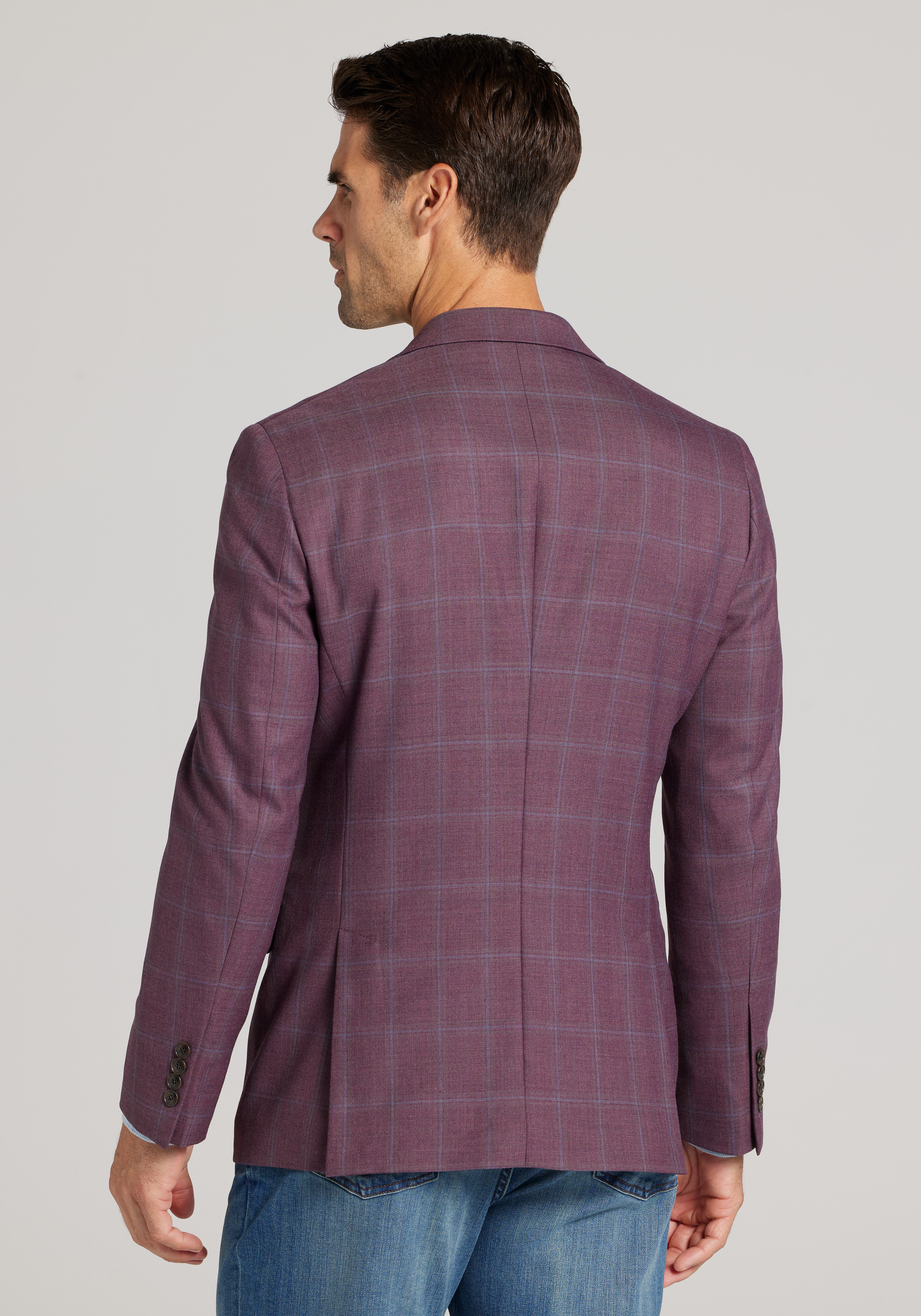 Jos. A. Bank Tailored Fit Comfort Stretch Windowpane Plaid Sportcoat