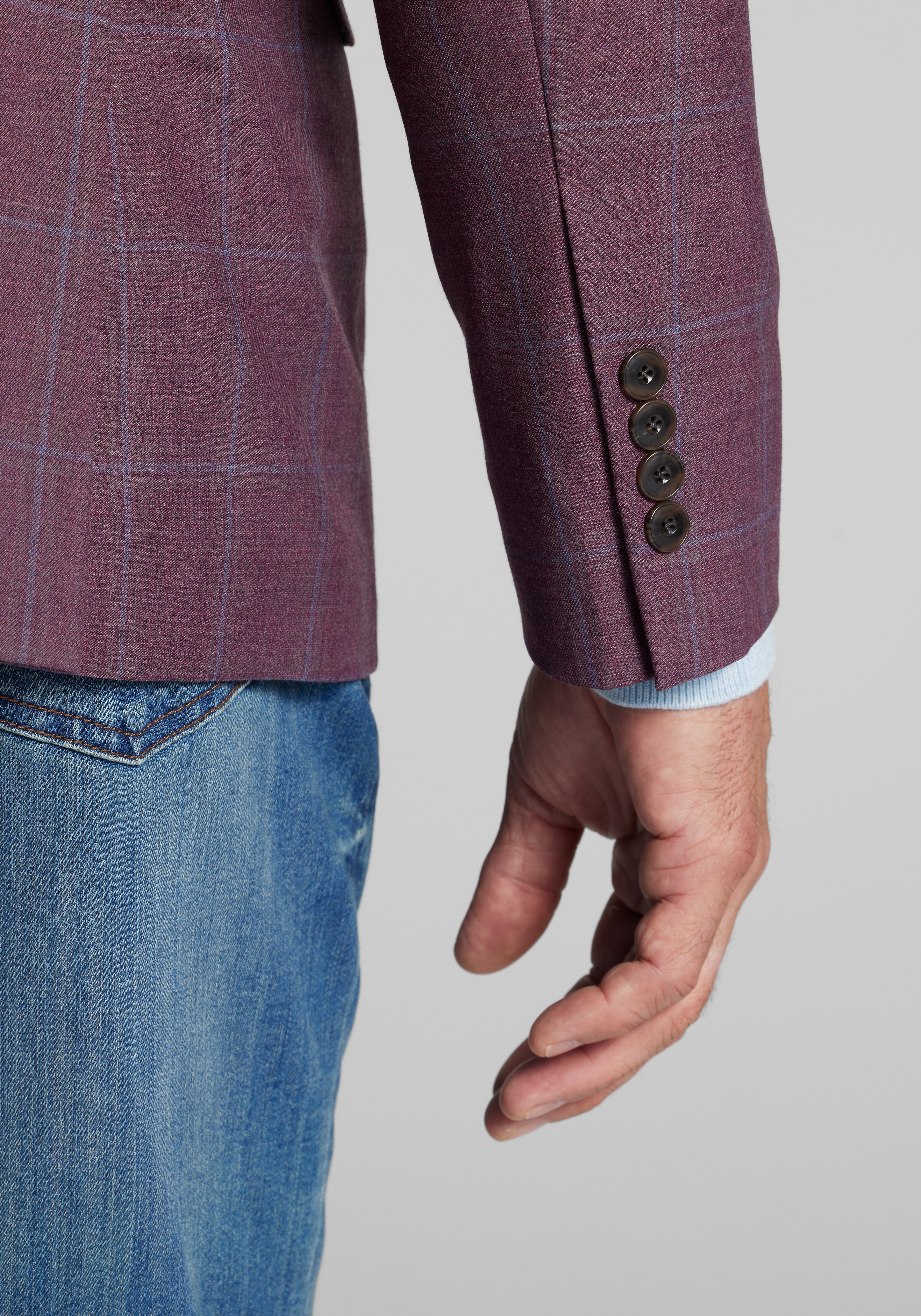 Jos. A. Bank Tailored Fit Comfort Stretch Windowpane Plaid Sportcoat