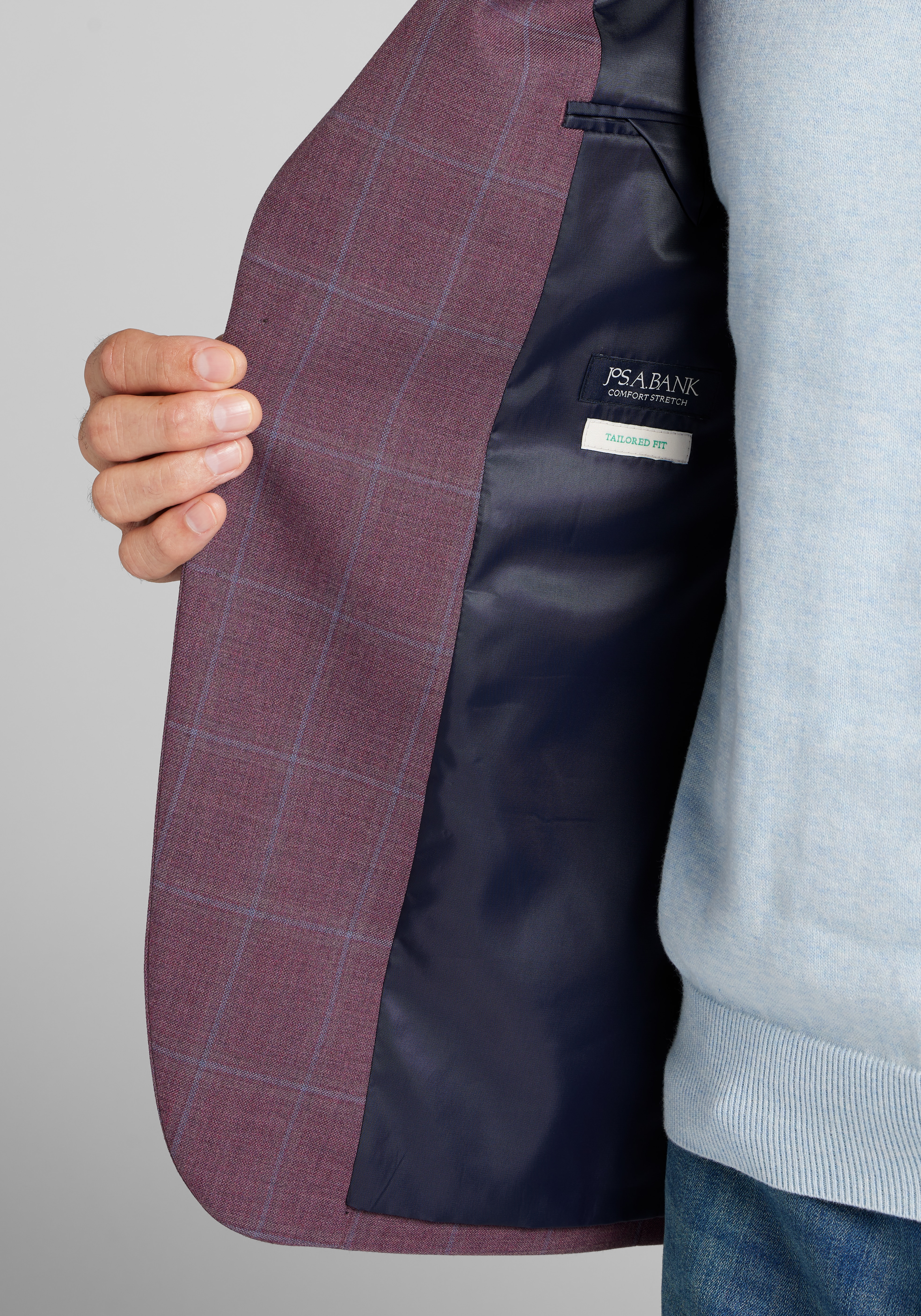 Jos. A. Bank Tailored Fit Comfort Stretch Windowpane Plaid Sportcoat