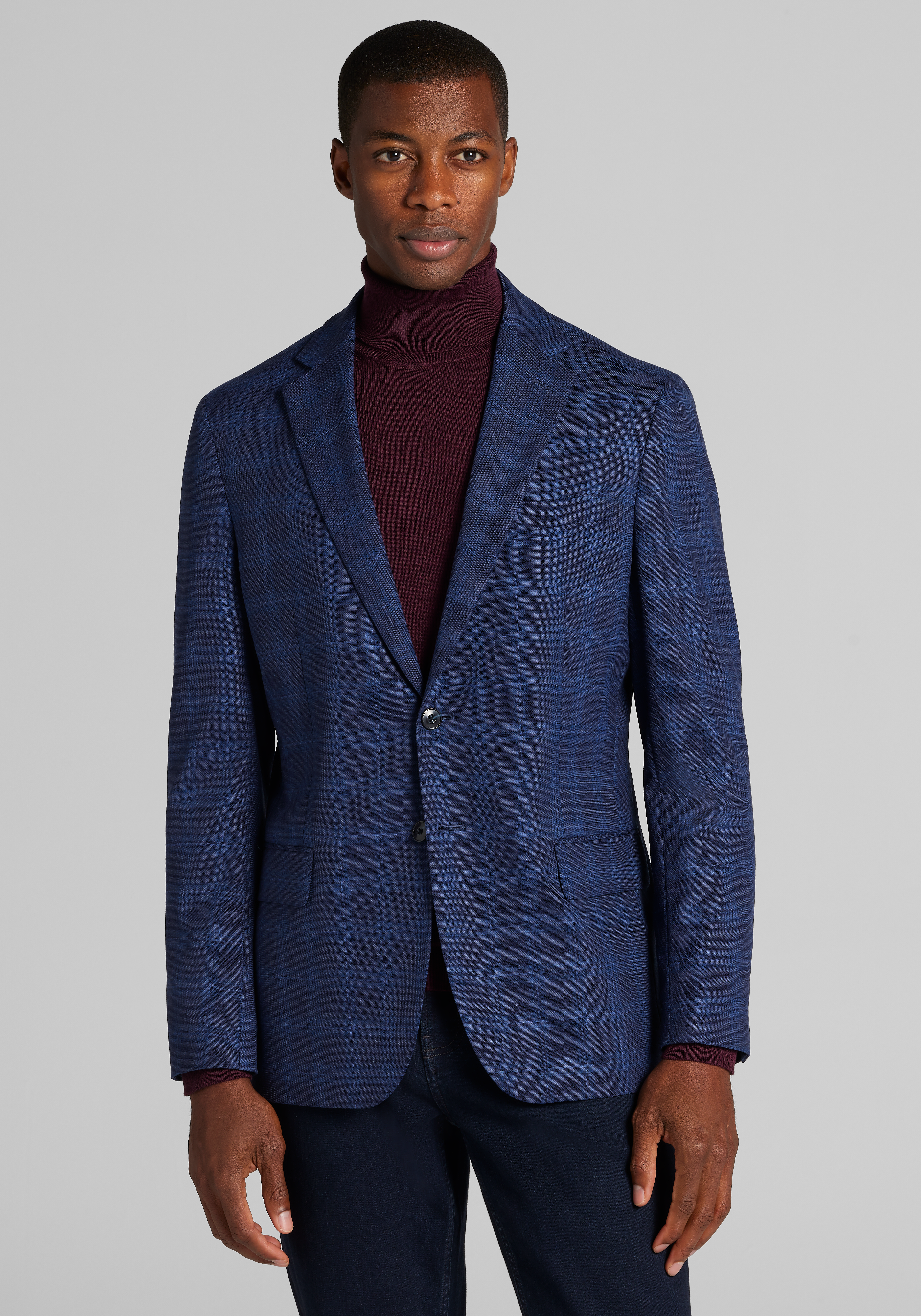 Men's New!, Jos. A. Bank Tailored Fit Comfort Stretch Windowpane Plaid Sportcoat - Jos A Bank