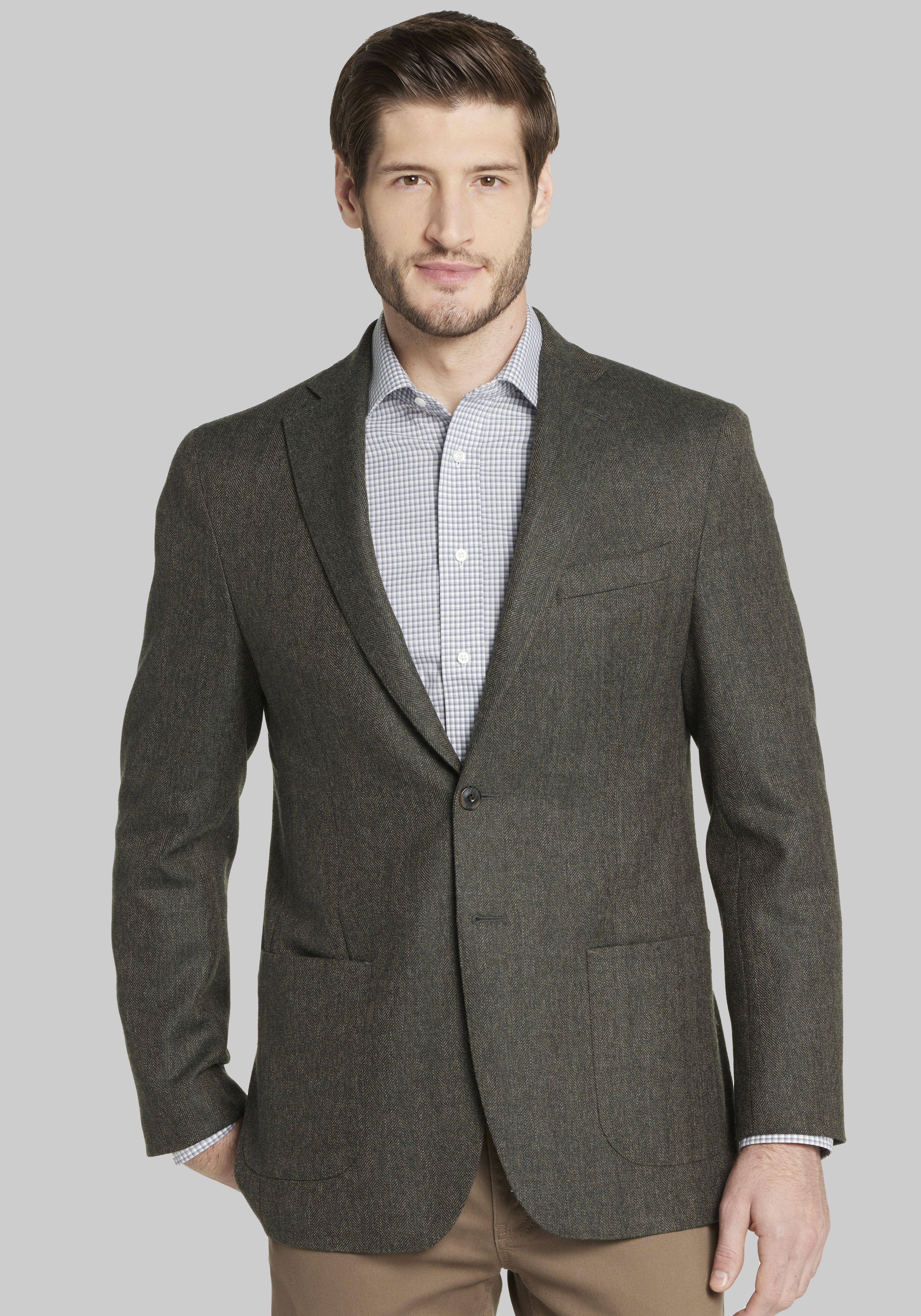 Men's Wool-Blend Zip Shirt Jacket, Men's Clearance