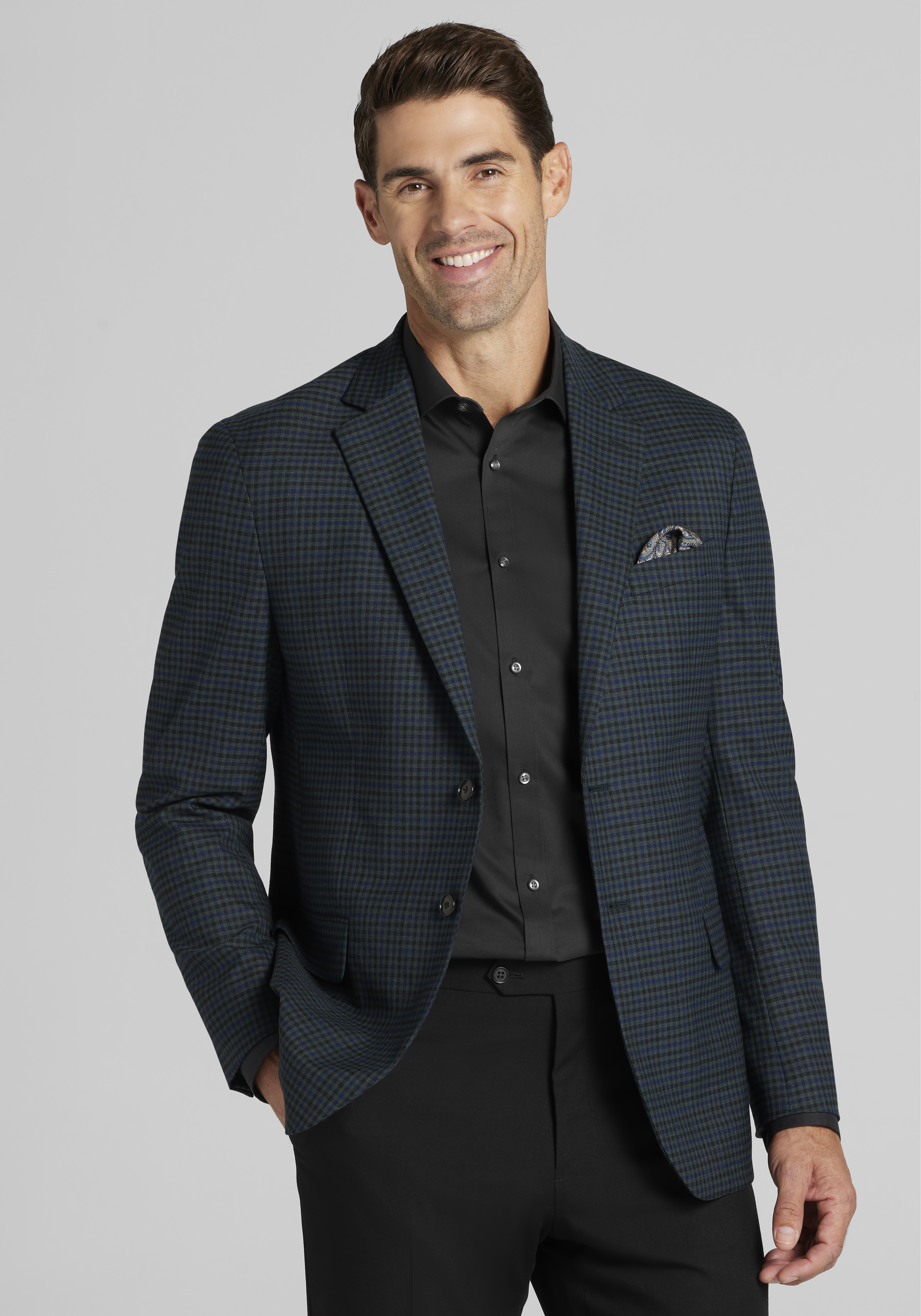 Jos A. Bank Comfort Stretch Tailored Fit Check Sportcoat CLEARANCE