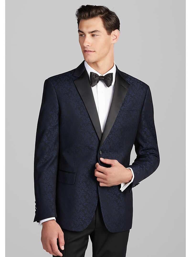 Jos. A. Bank Tailored Fit Satin Shawl Lapel Botanical Pattern Dinner