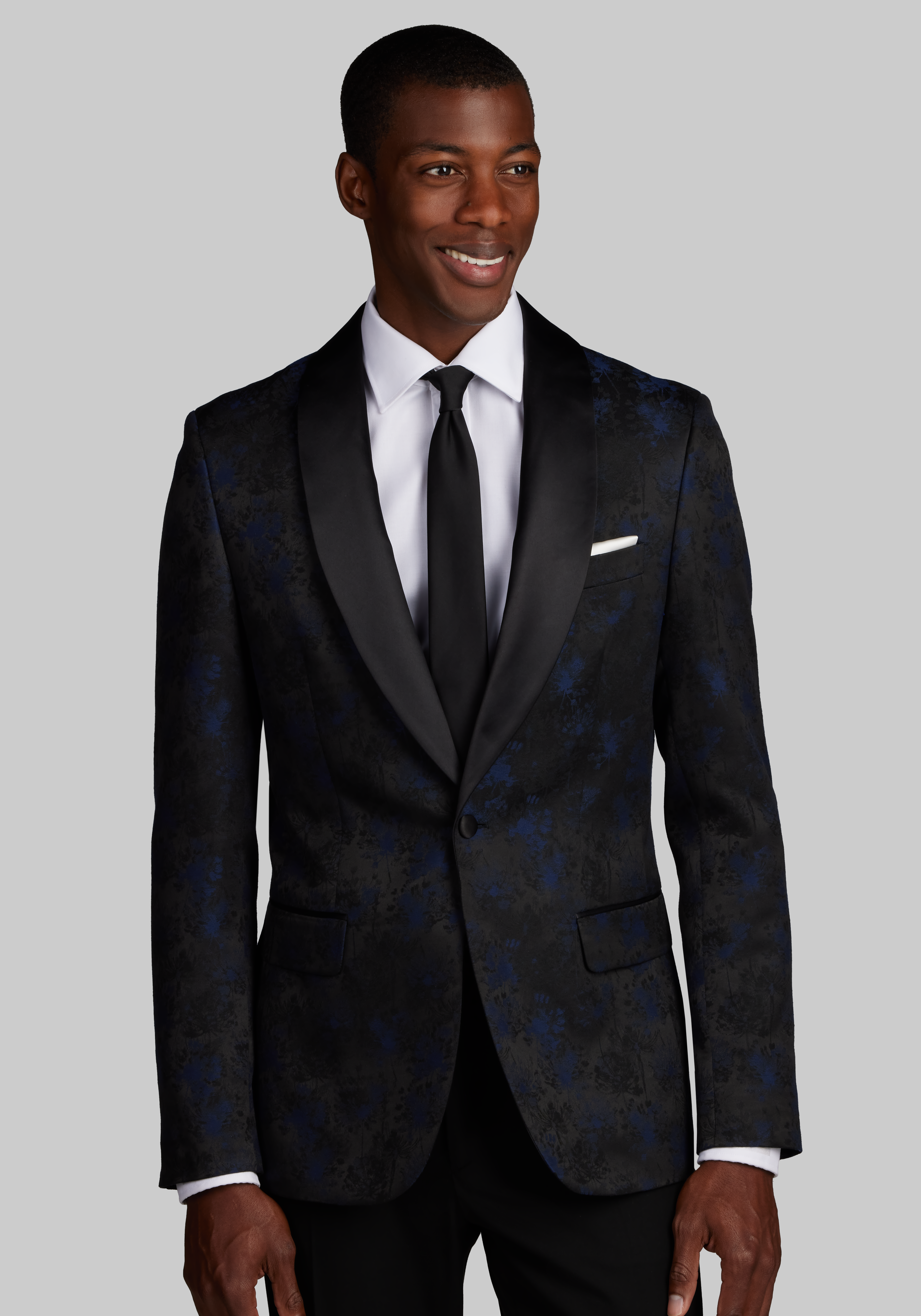 Jacquard Polyester Blend Slim Fit Men's Work Wear Suit