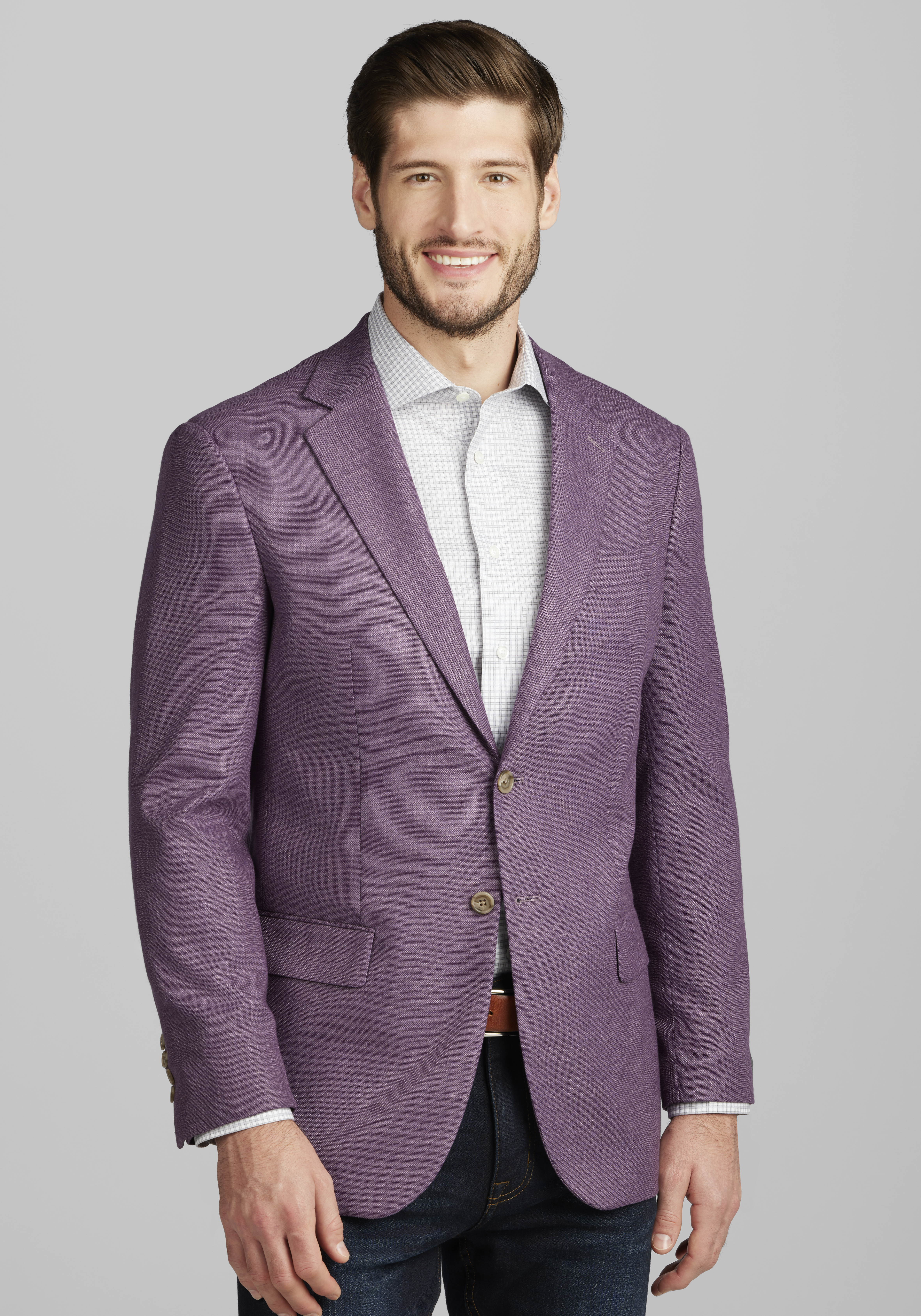 Men Purple Suit Summer Causal Wear Blazer 6 Botton Clsssic Fit Tuxedos  Tailored