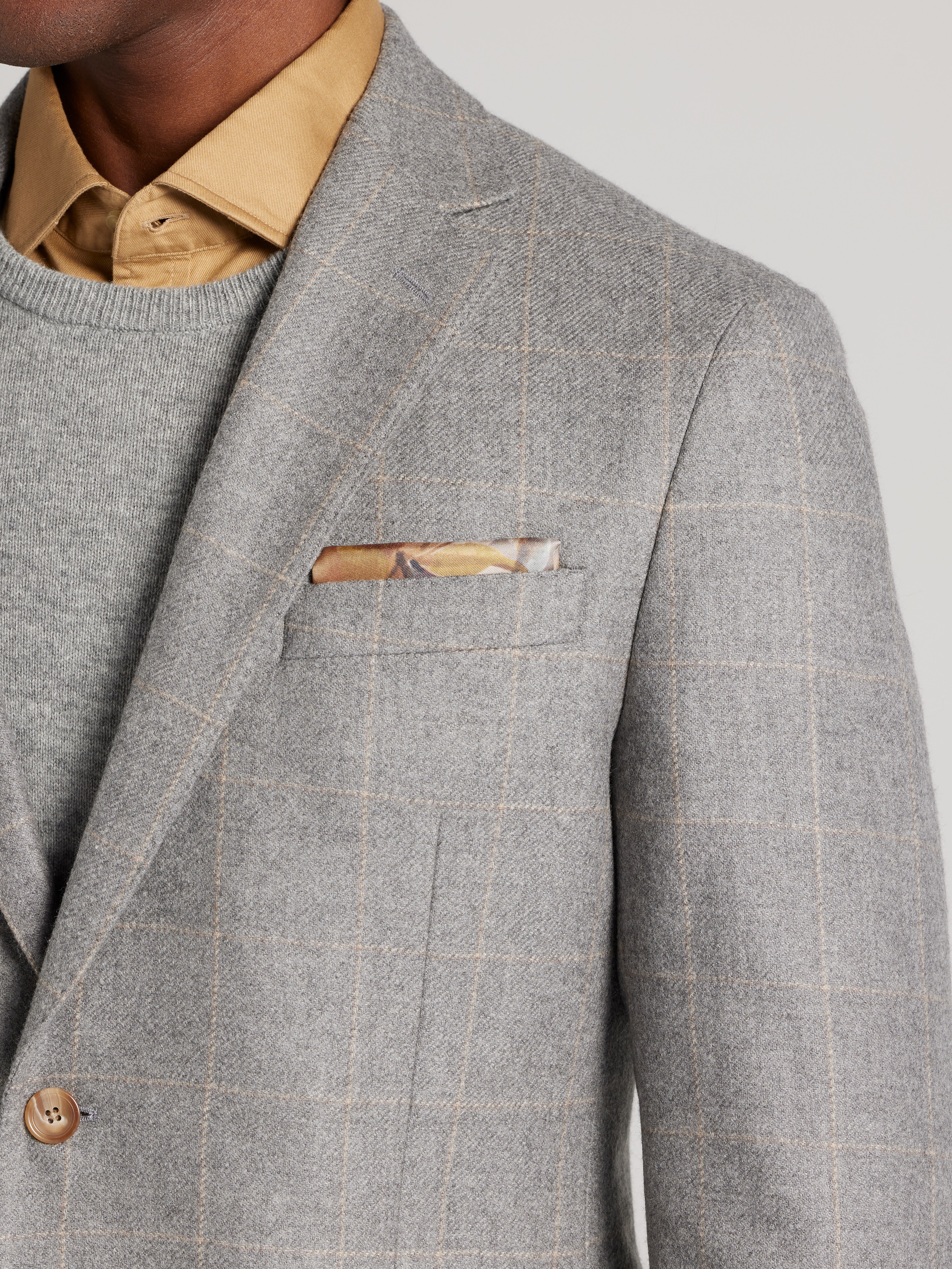 Reserve Collection Tailored Fit Windowpane Cashmere Blend Sportcoat CLEARANCE