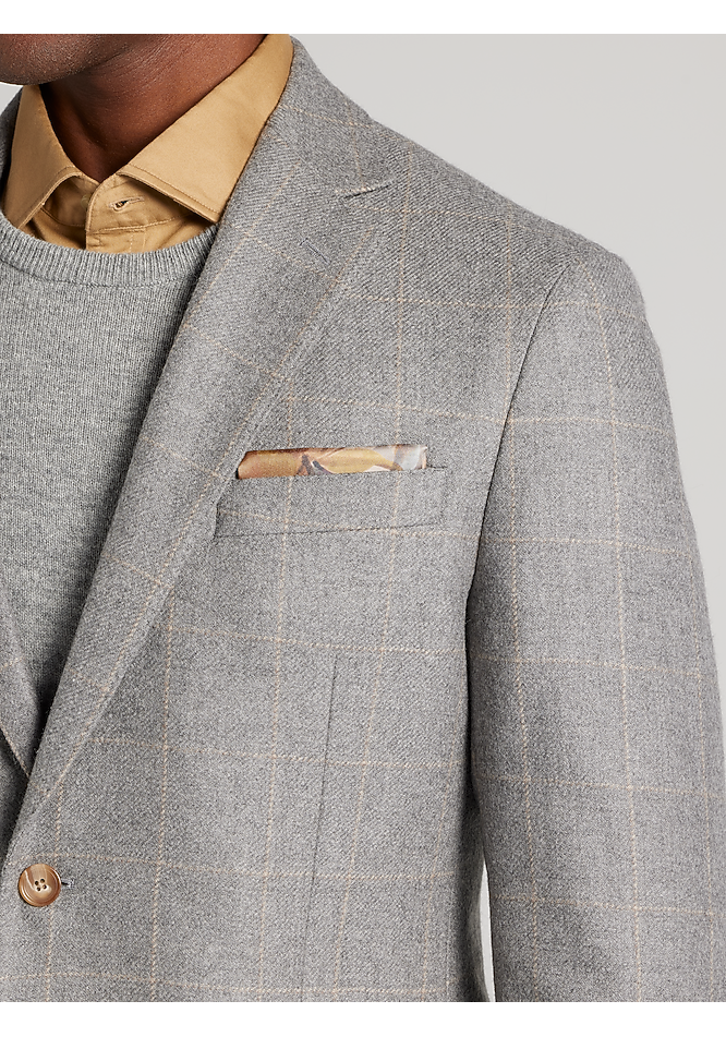 Reserve Collection Tailored Fit Windowpane Cashmere Blend