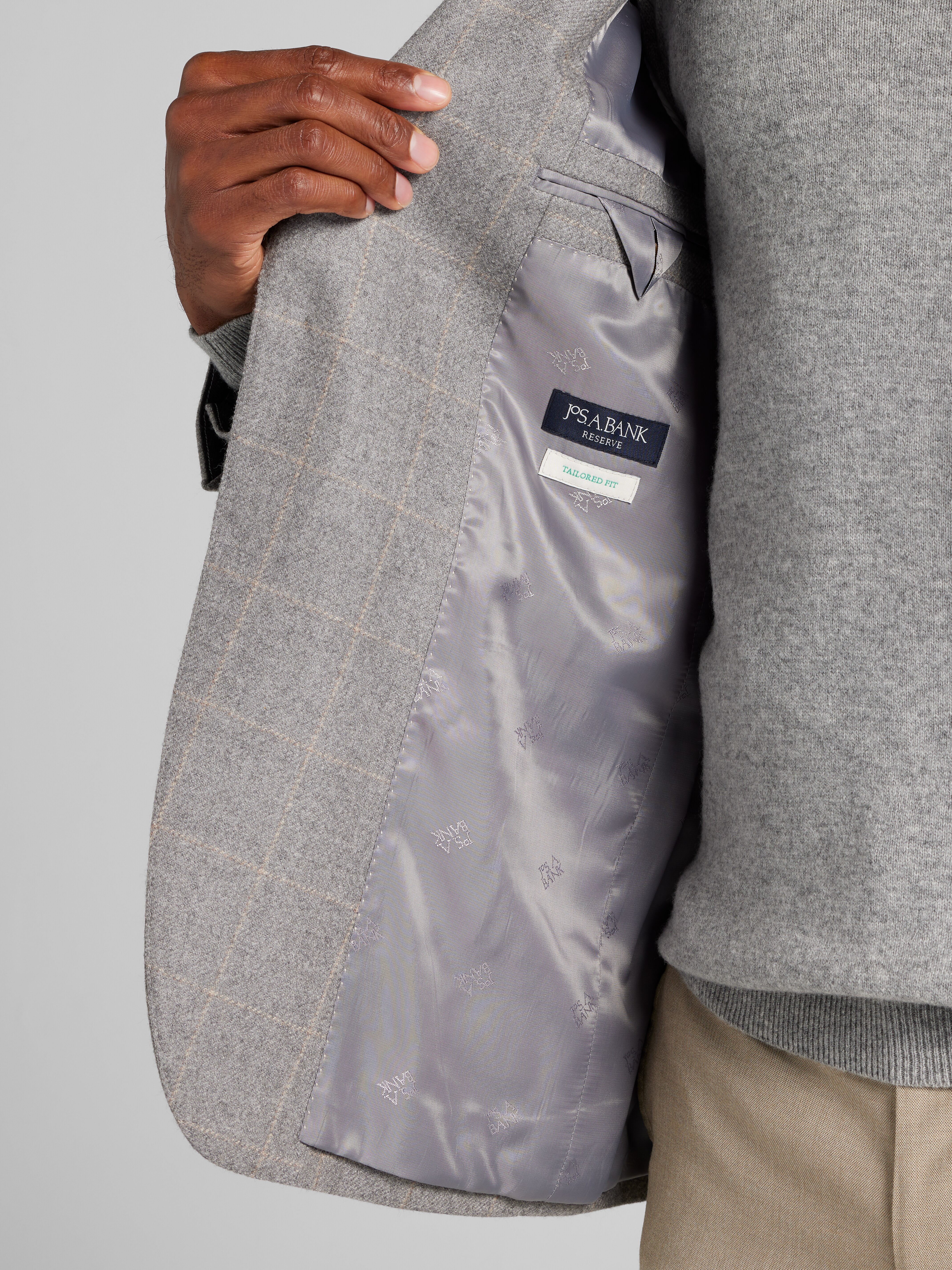 Reserve Collection Tailored Fit Windowpane Cashmere Blend Sportcoat CLEARANCE