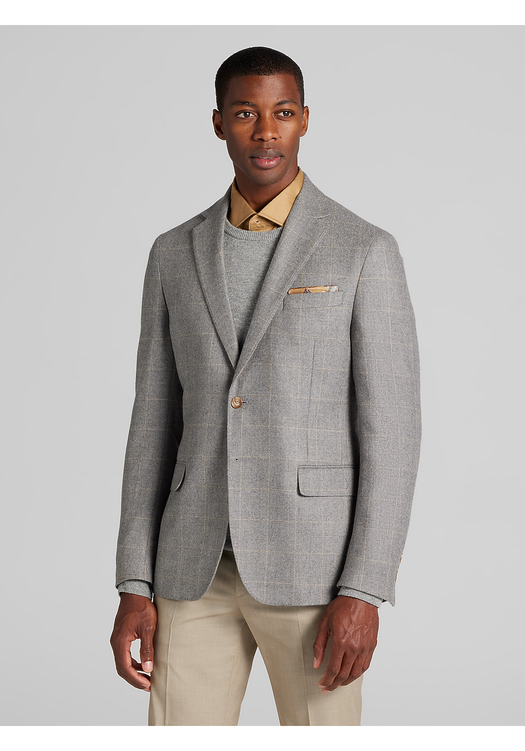 Reserve Collection Tailored Fit Windowpane Plaid Sportcoat - Big & Tall