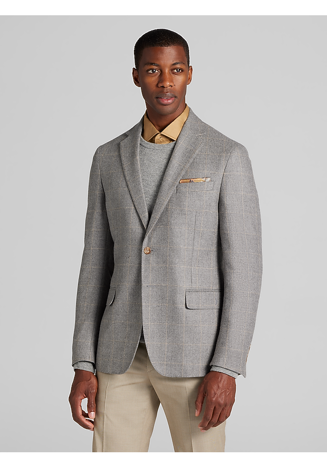 Reserve Collection Tailored Fit Windowpane Cashmere Blend