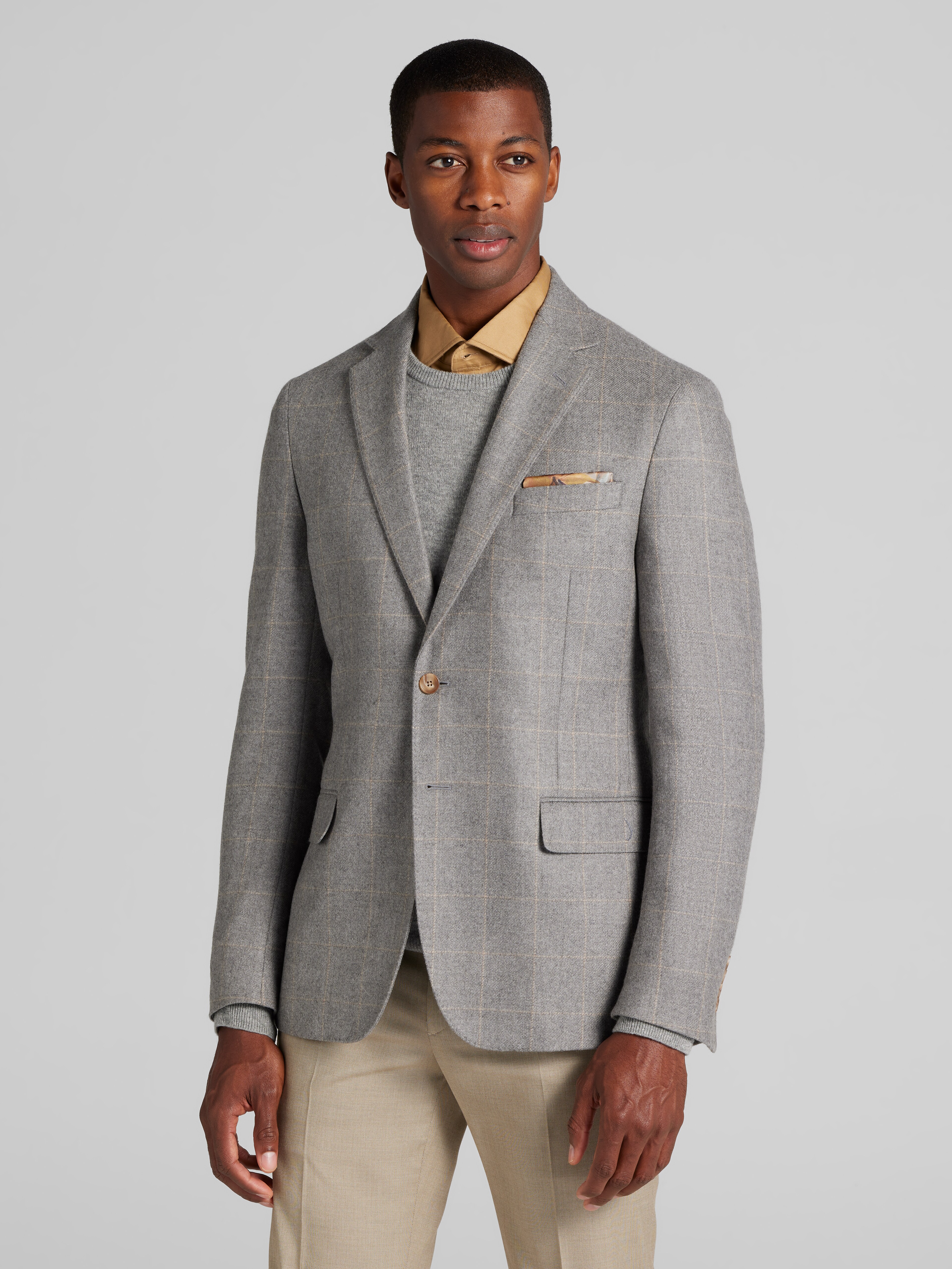 Reserve Collection Tailored Fit Windowpane Cashmere Blend Sportcoat CLEARANCE