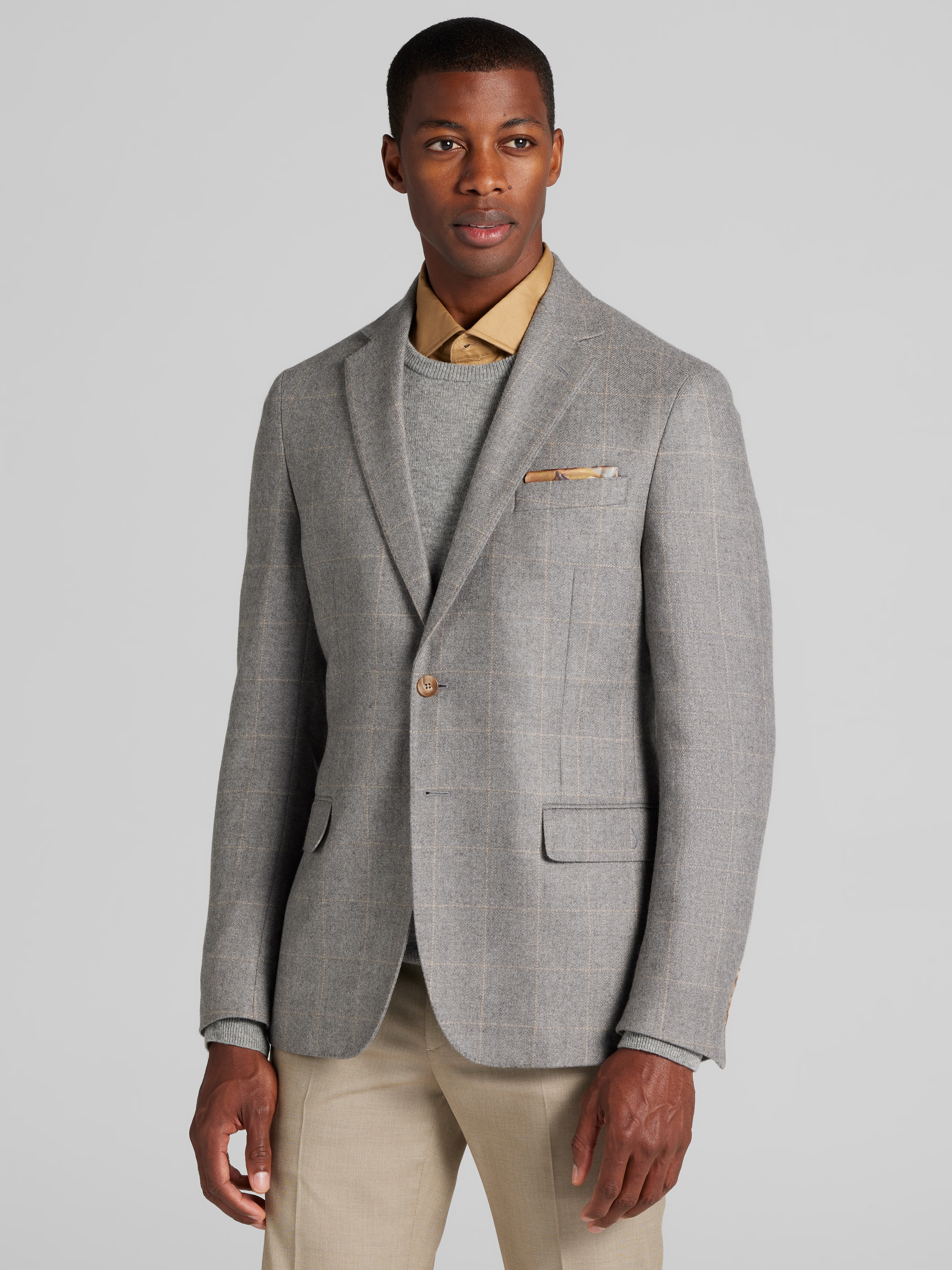 Men's Sportcoats, Reserve Collection Tailored Fit Windowpane Plaid Sportcoat - Jos A Bank
