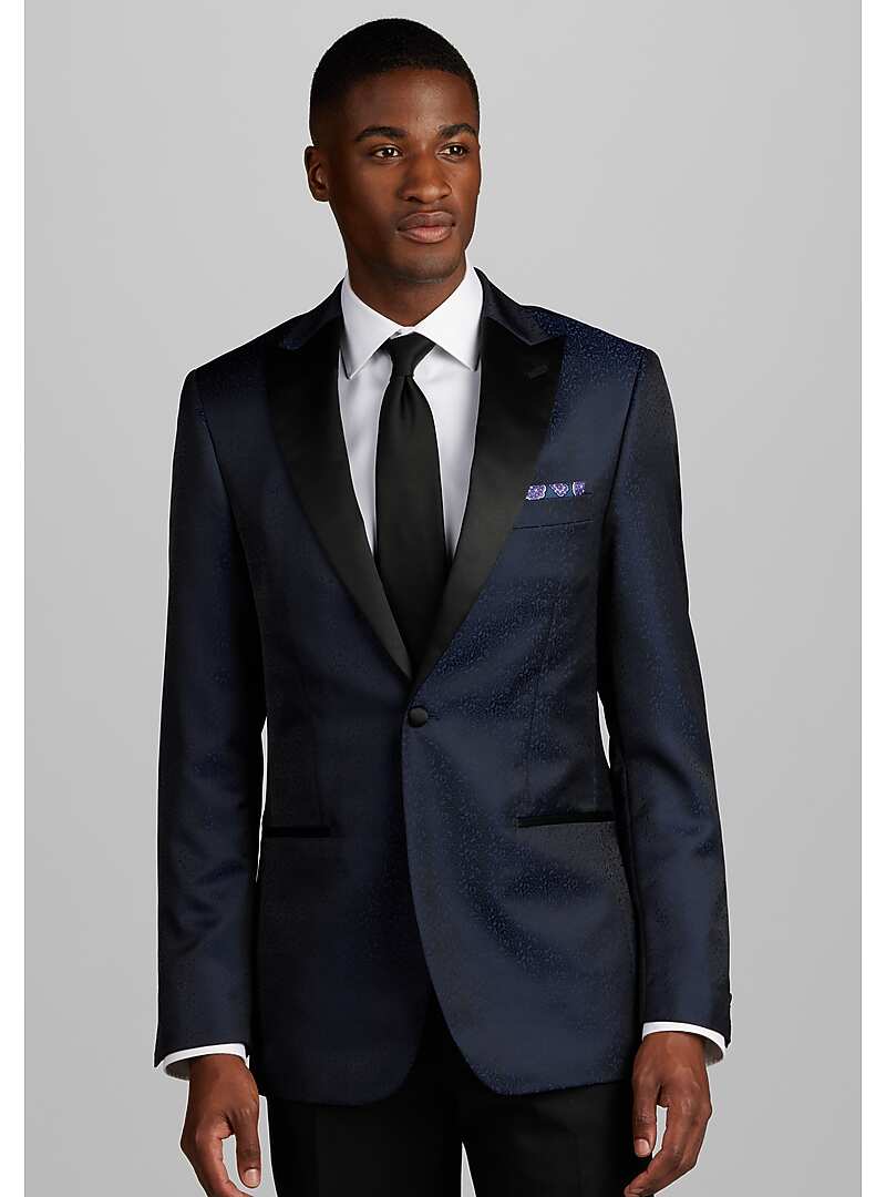Ike Behar Slim Fit Peak Lapel Patterned Dinner Jacket CLEARANCE All