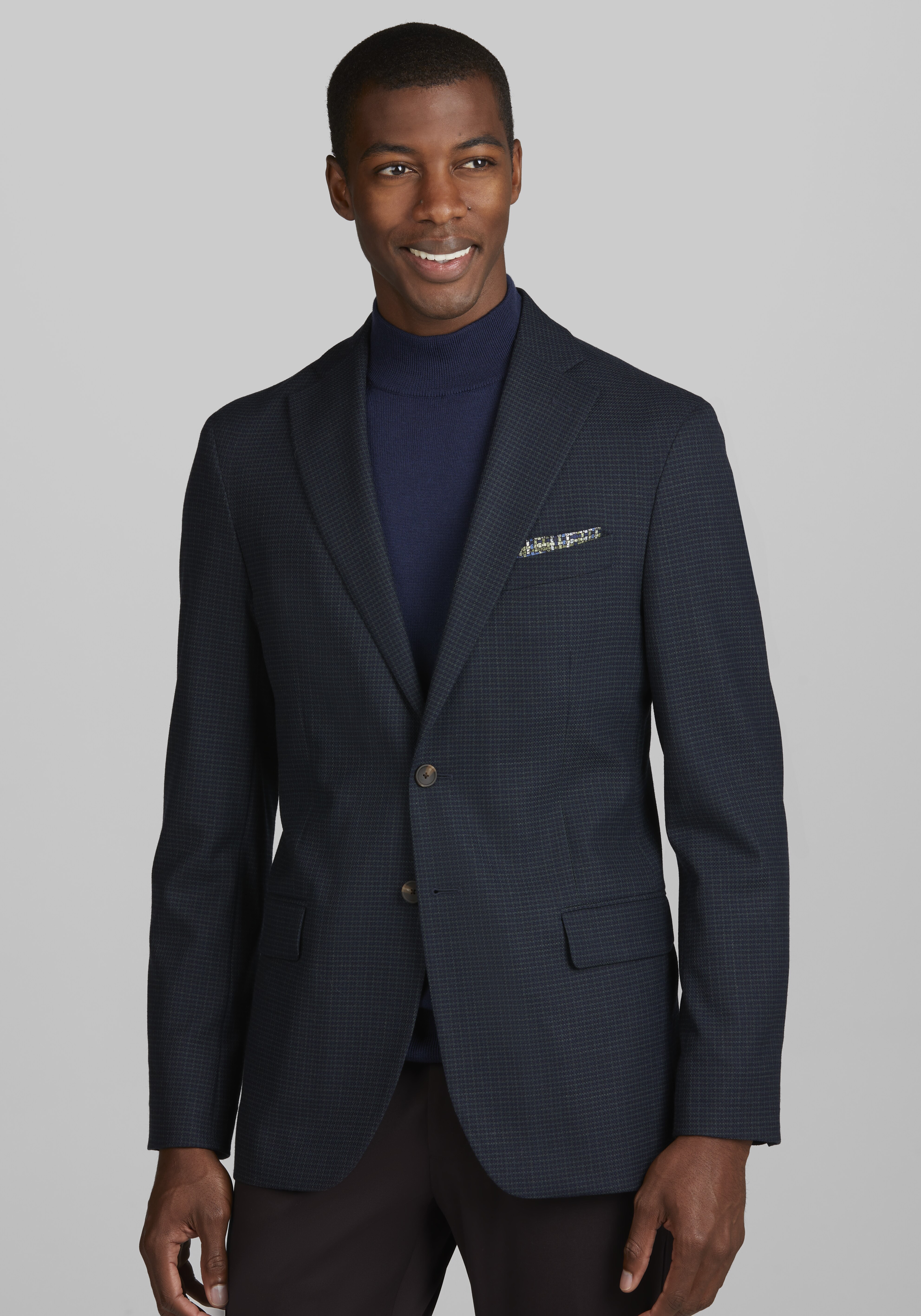 Slim Fit Two Toned Tailored Blazer - Blue, Blazers