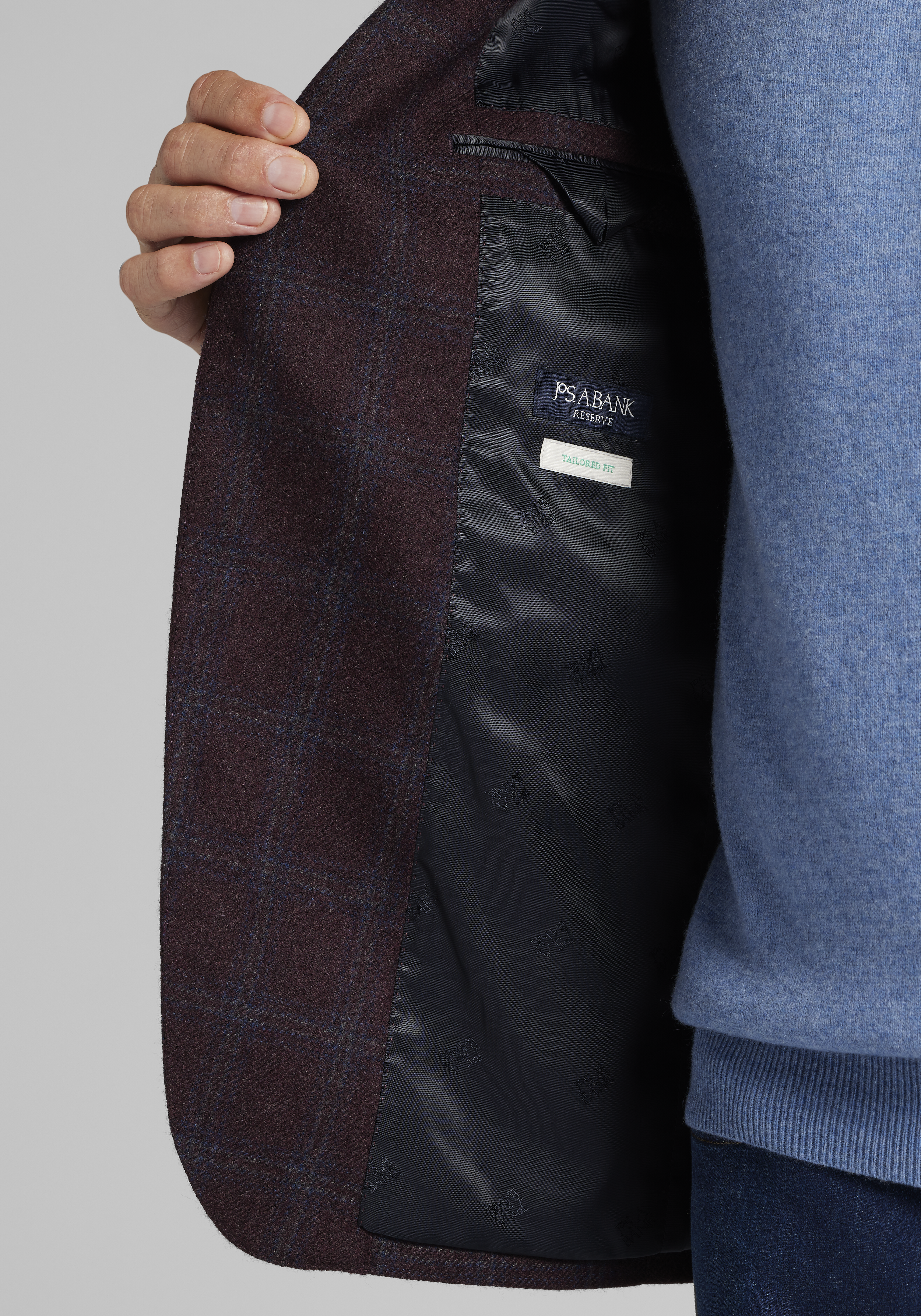 Reserve Collection Tailored Fit Plaid Sportcoat - Big & Tall CLEARANCE