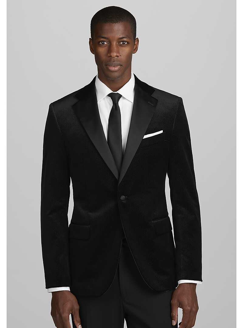 Reserve Collection Tailored Fit Pin Dot Velvet Dinner Jacket CLEARANCE