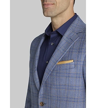 Men s Reserve Collection Tailored Fit Windowpane Sportcoat Clearance at Jos. A. Bank Blue Size 42 Regular