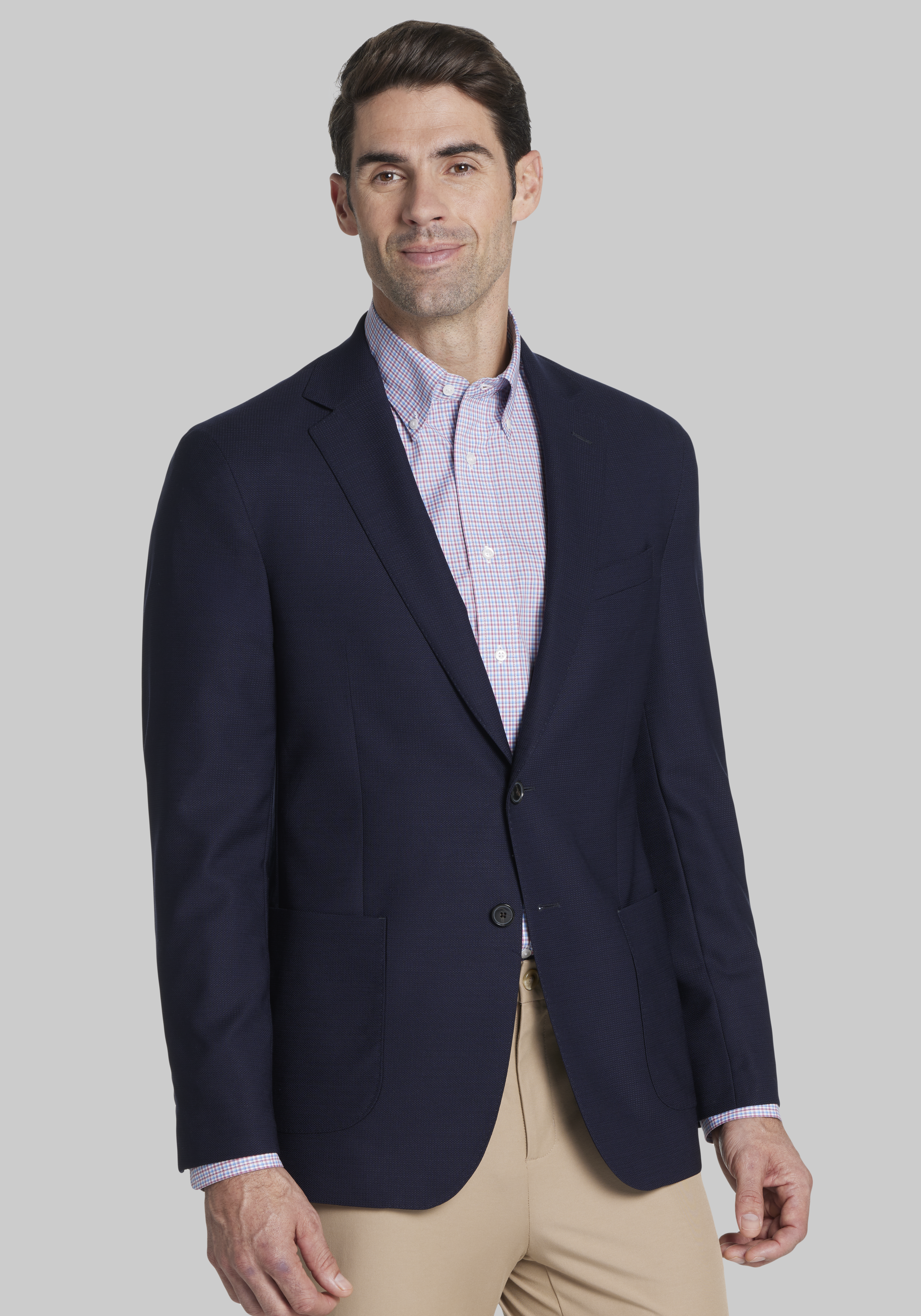 Modern Fit Navy Plaid Bibbed Sport Coat - Benjamin's Menswear