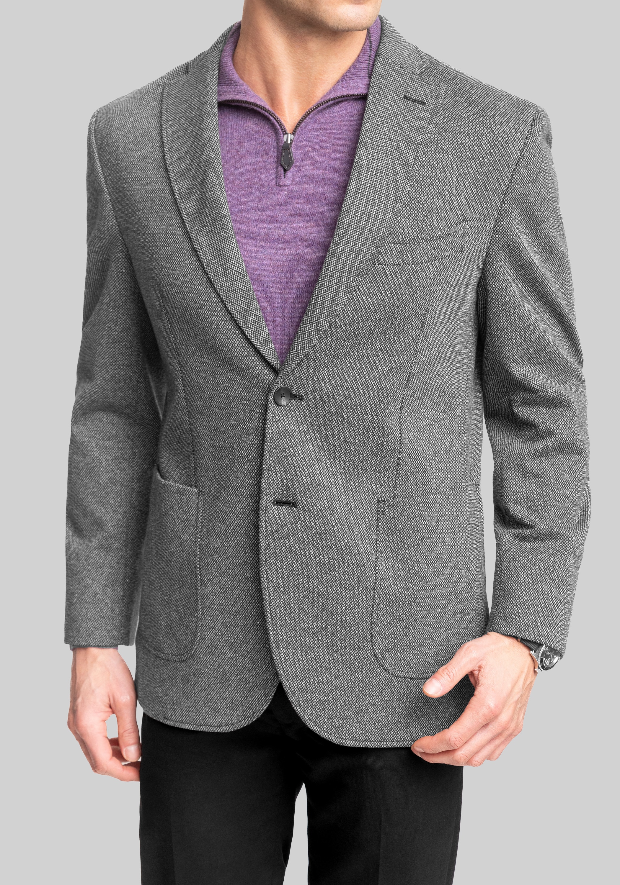 Gruner1949 Tailored Fit Pindot 4-Way Stretch Knit Sportcoat