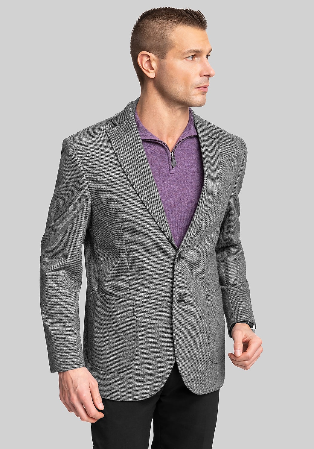 Gruner1949 Tailored Fit Pindot 4-Way Stretch Knit Sportcoat
