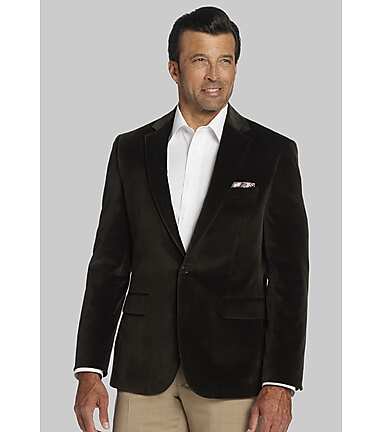 Men s Reserve Collection Tailored Fit Velvet Dinner Jacket at Jos. A. Bank Green Olive Size 42 Long