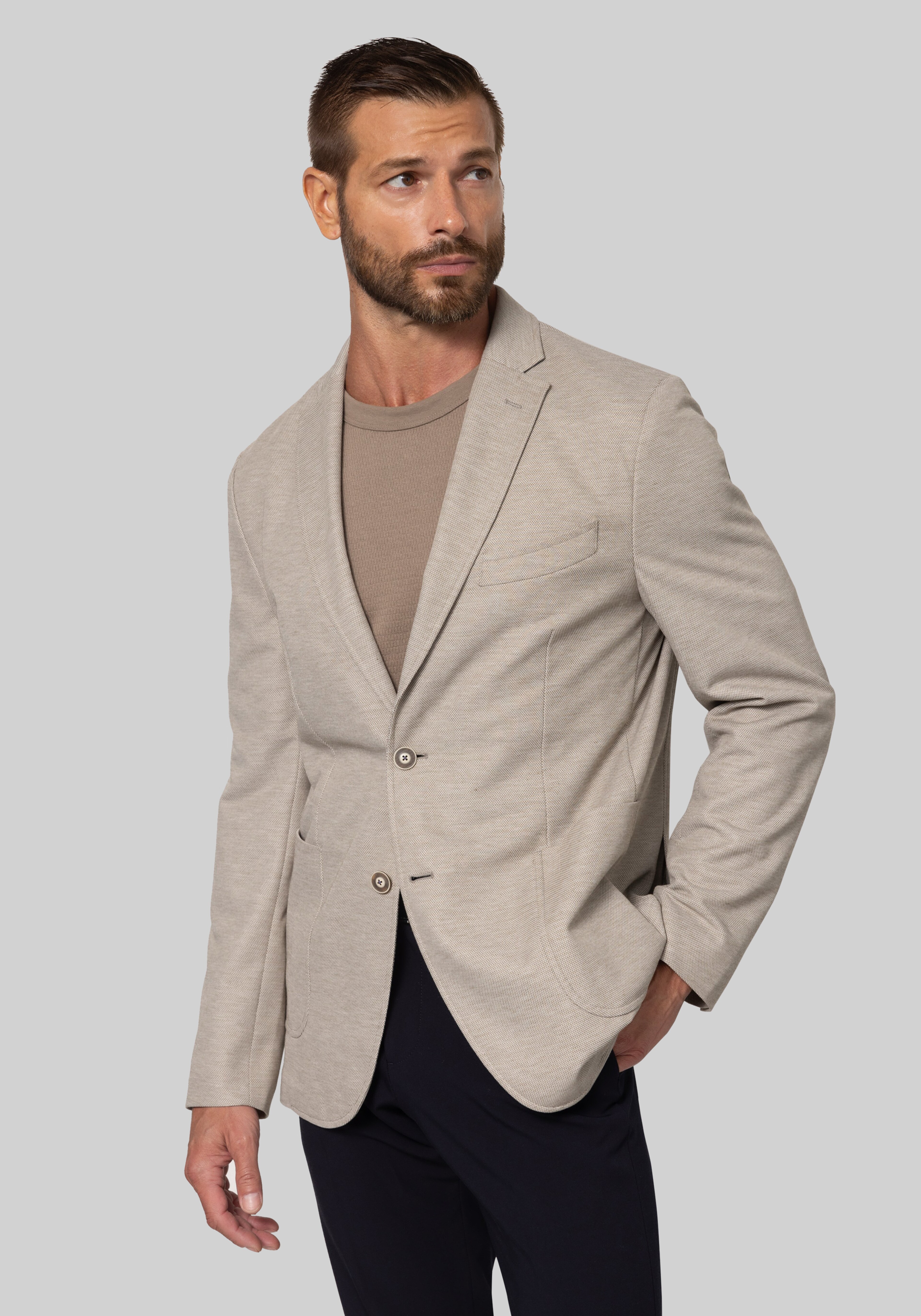 Gruner1949 Tailored Fit Pique Knit 4-Way Stretch Sportcoat