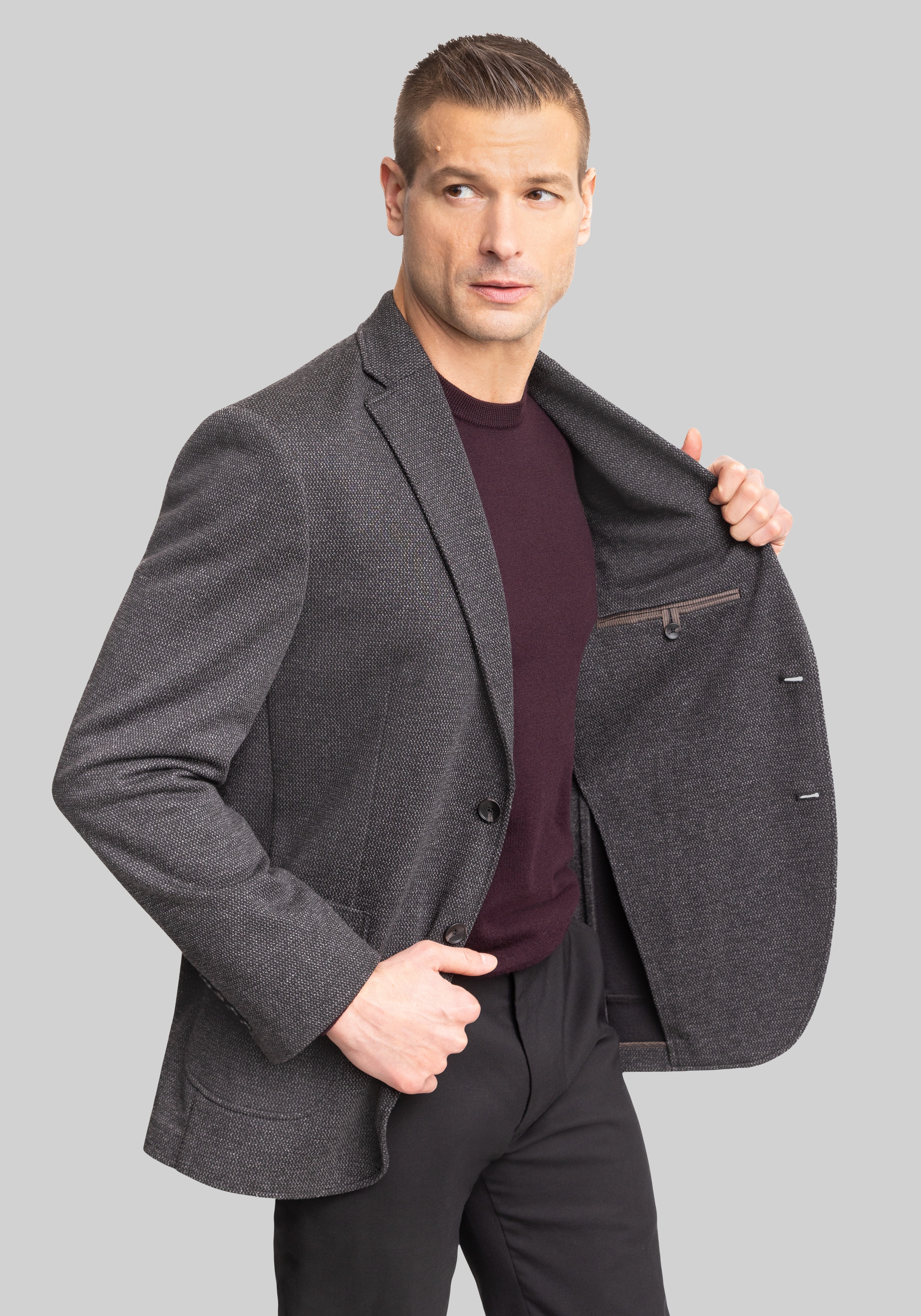 Gruner1949 Tailored Fit Basketweave 4-Way Stretch Knit Sportcoat