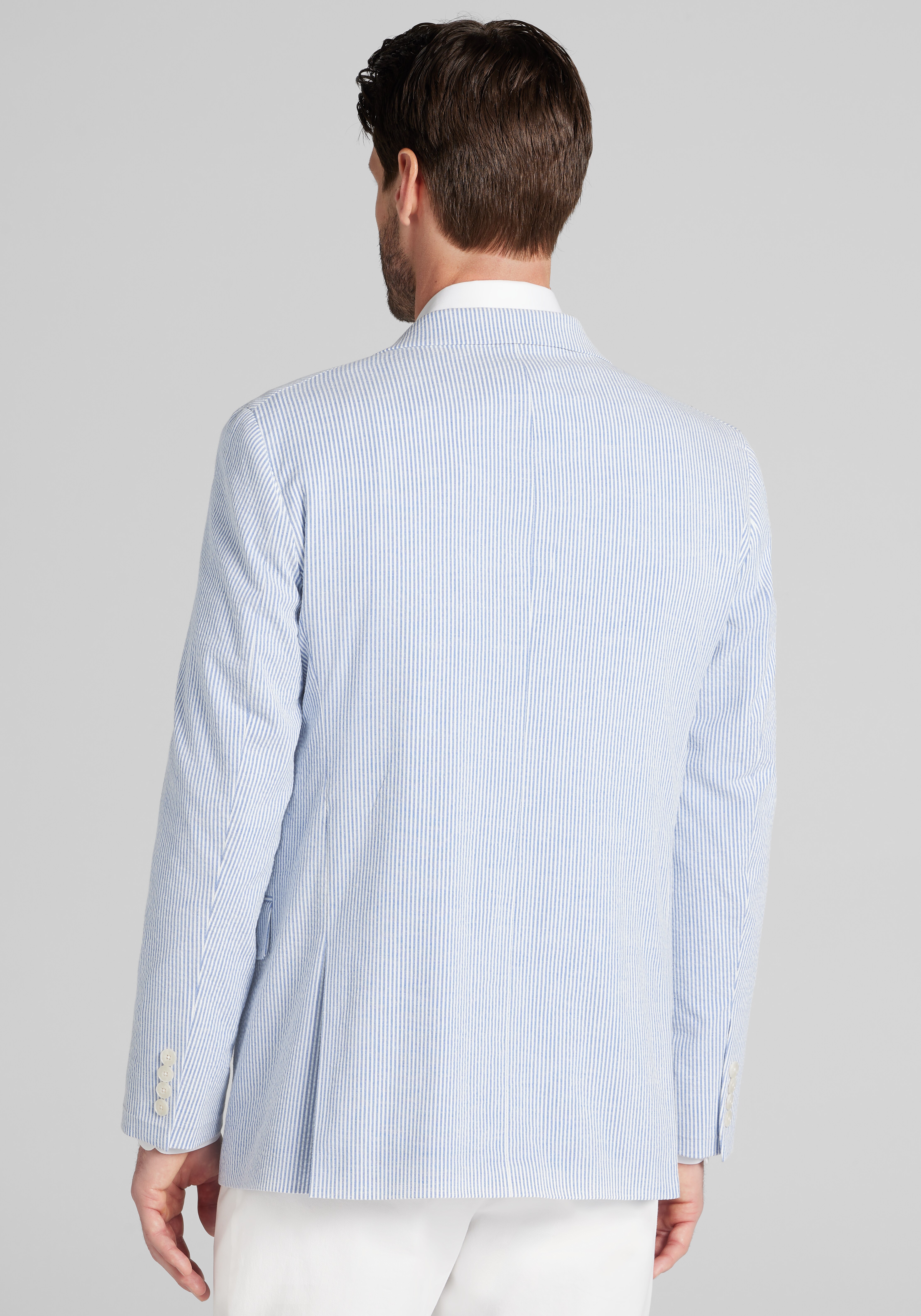 Jos. A. Bank Tailored Fit Stripe Seersucker Cotton Blend Sportcoat
