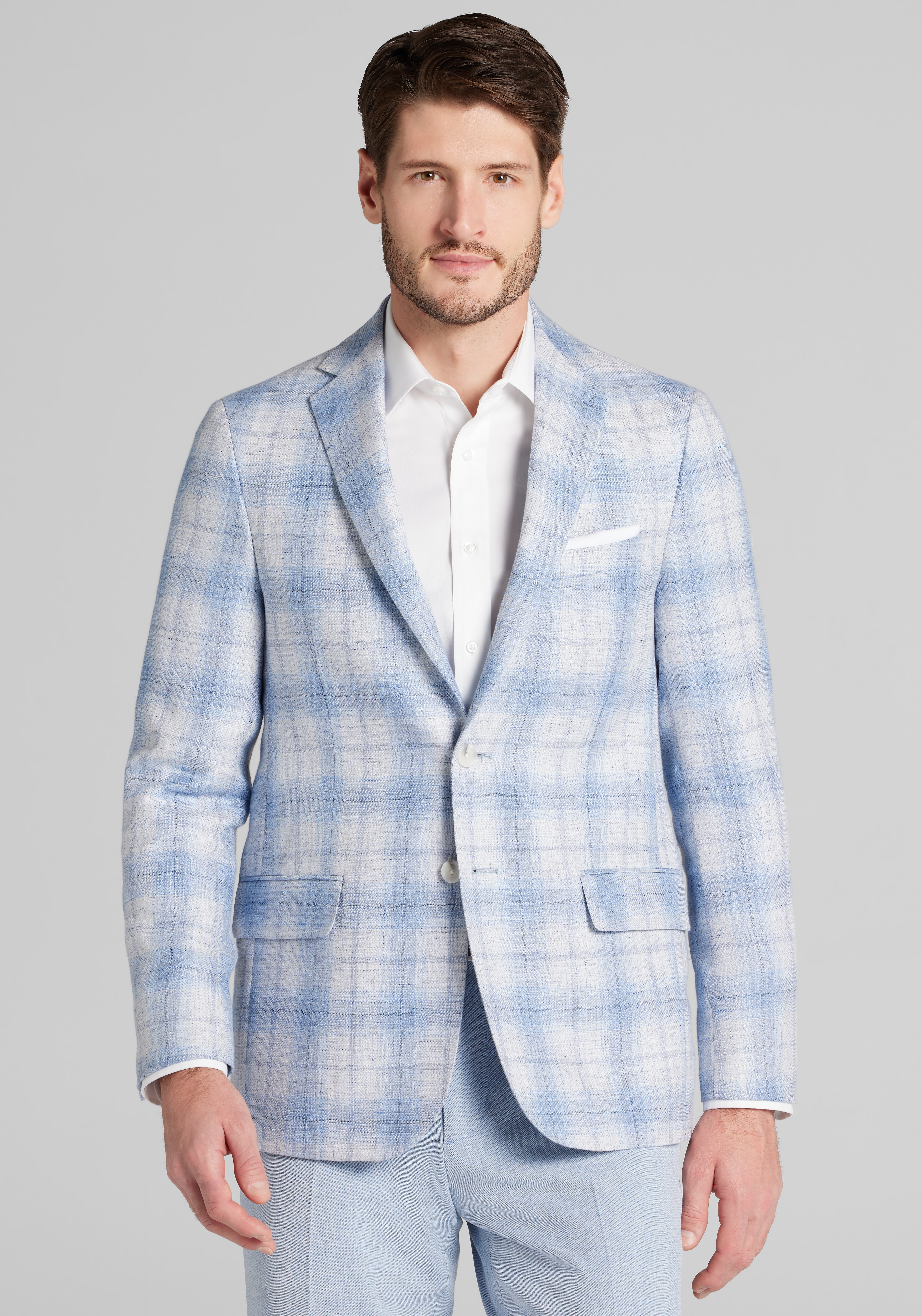 Men's Sportcoats, Reserve Collection Slim Fit Linen Blend Plaid Sportcoat - Jos A Bank