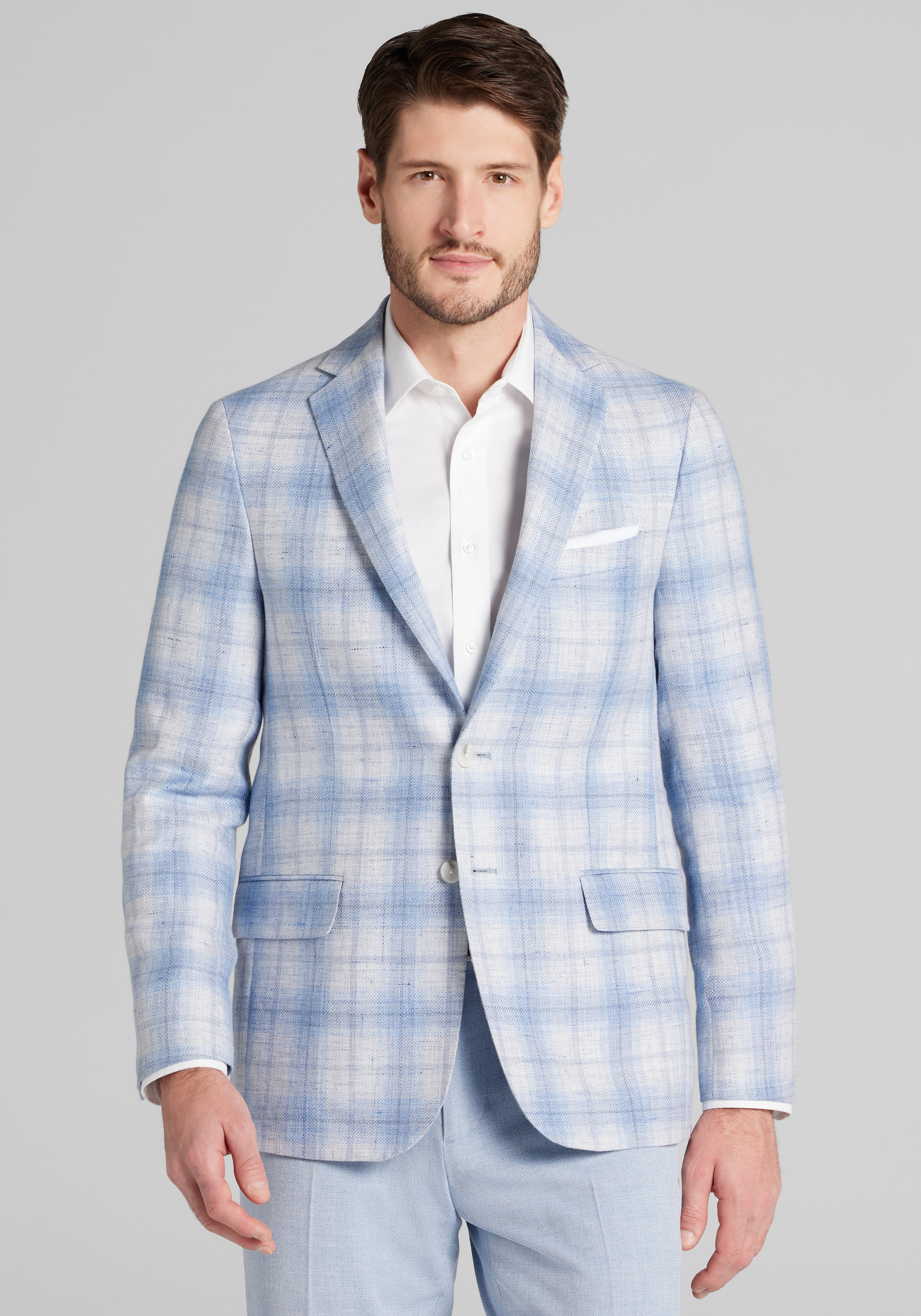 Reserve Collection Slim Fit Linen Blend Plaid Sportcoat - Big & Tall CLEARANCE