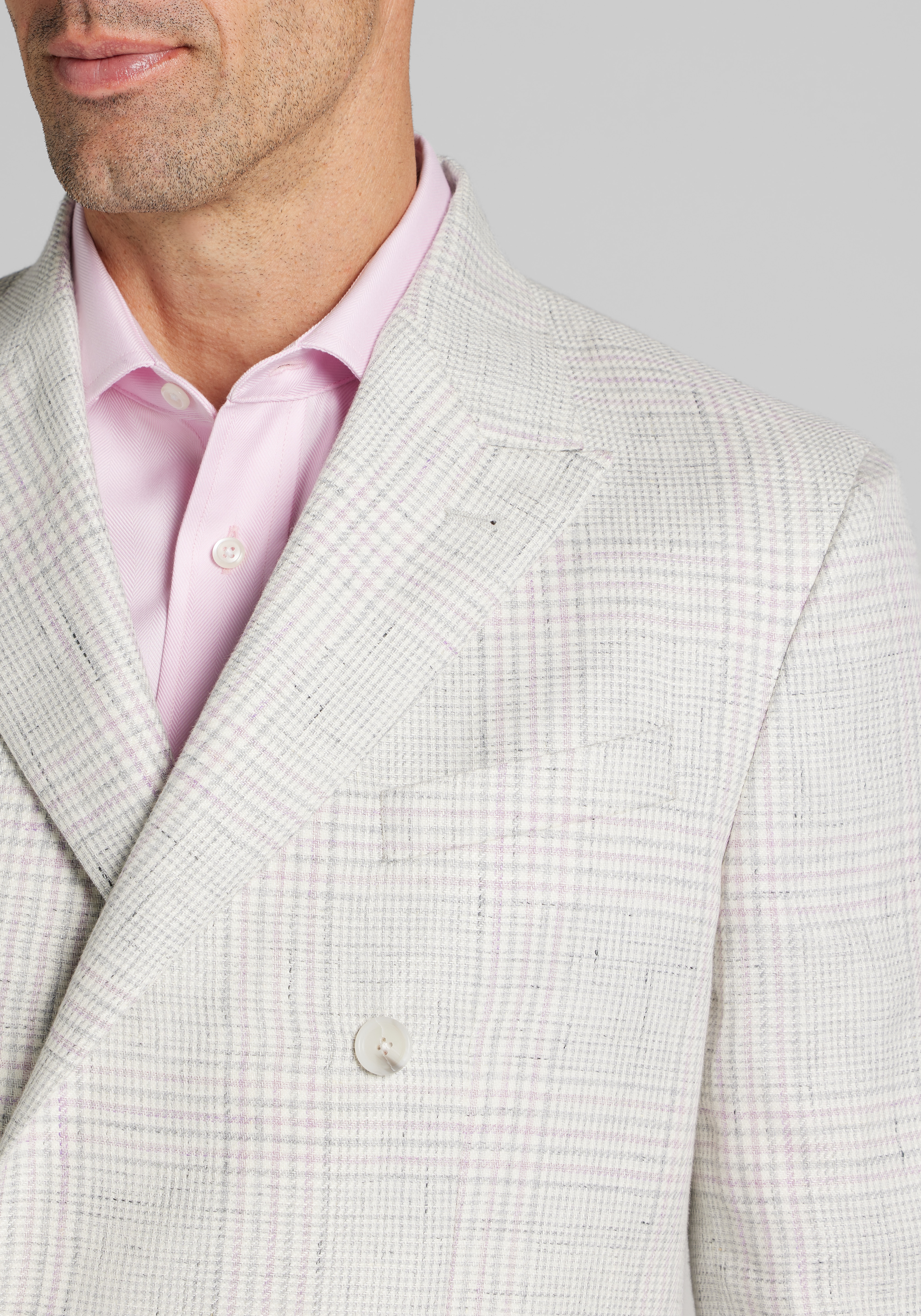 Reserve Collection Tailored Fit Double Breasted Plaid Sportcoat
