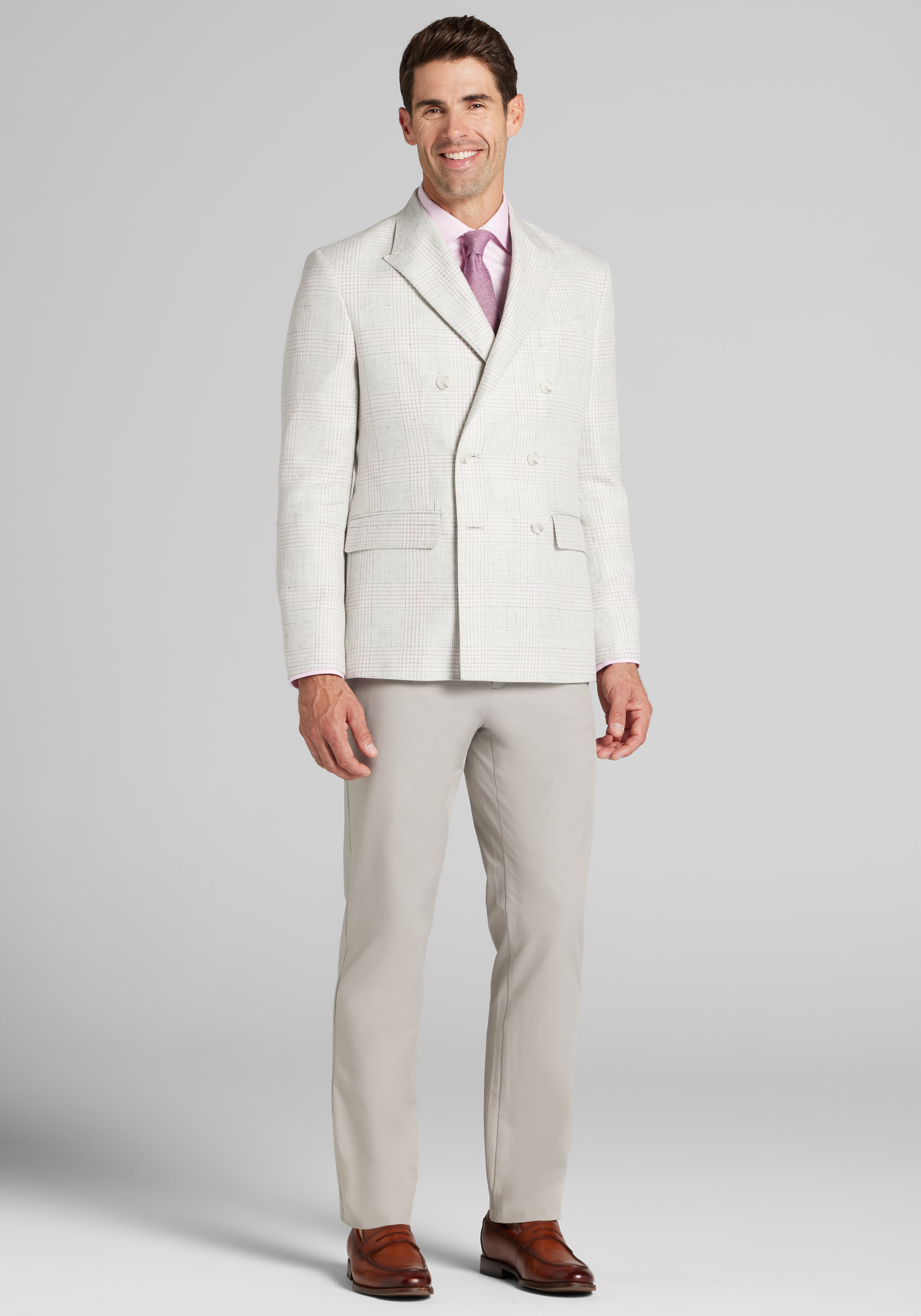 Reserve Collection Tailored Fit Double Breasted Plaid Sportcoat