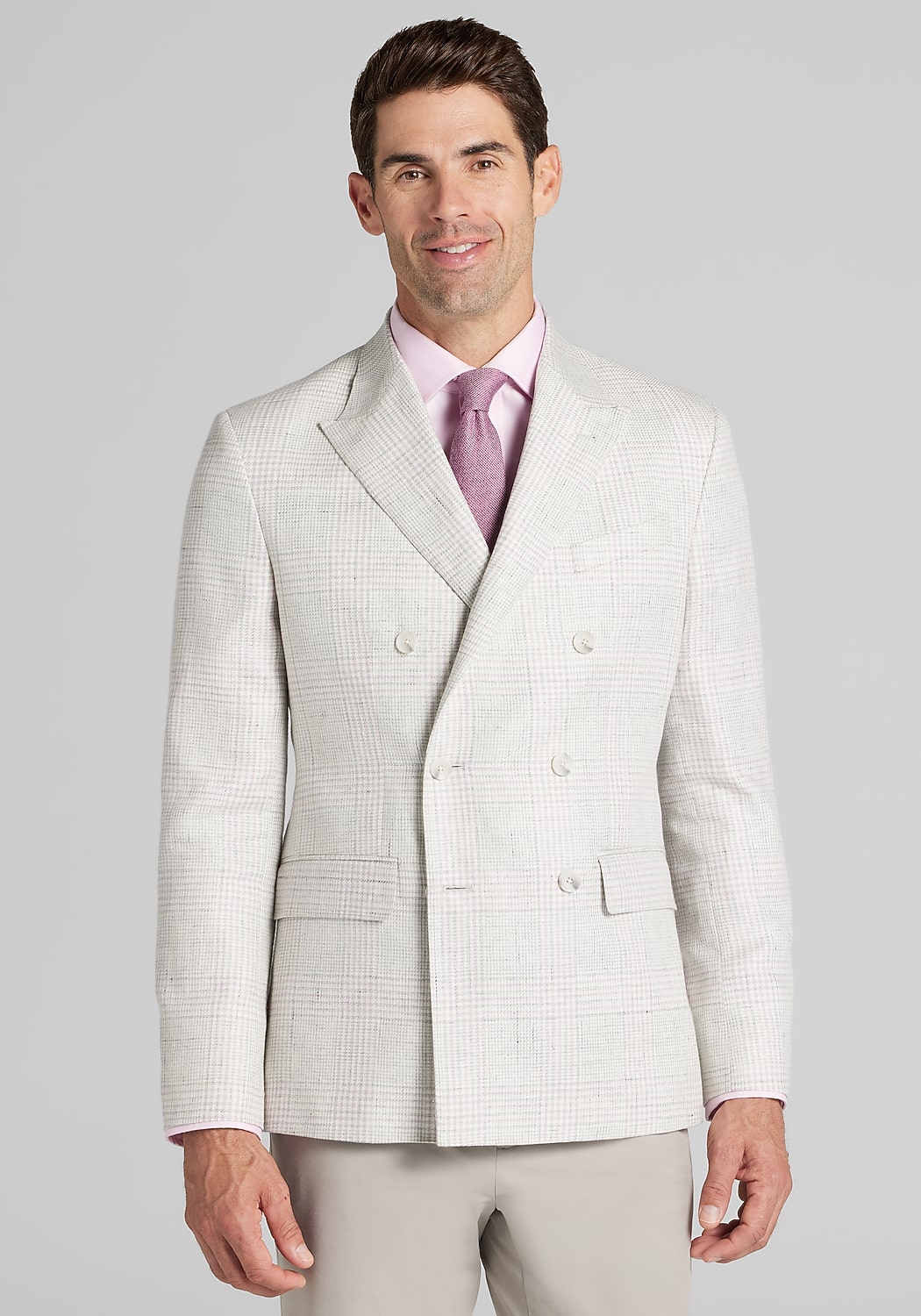 Reserve Collection Tailored Fit Double Breasted Plaid Sportcoat - Big & Tall