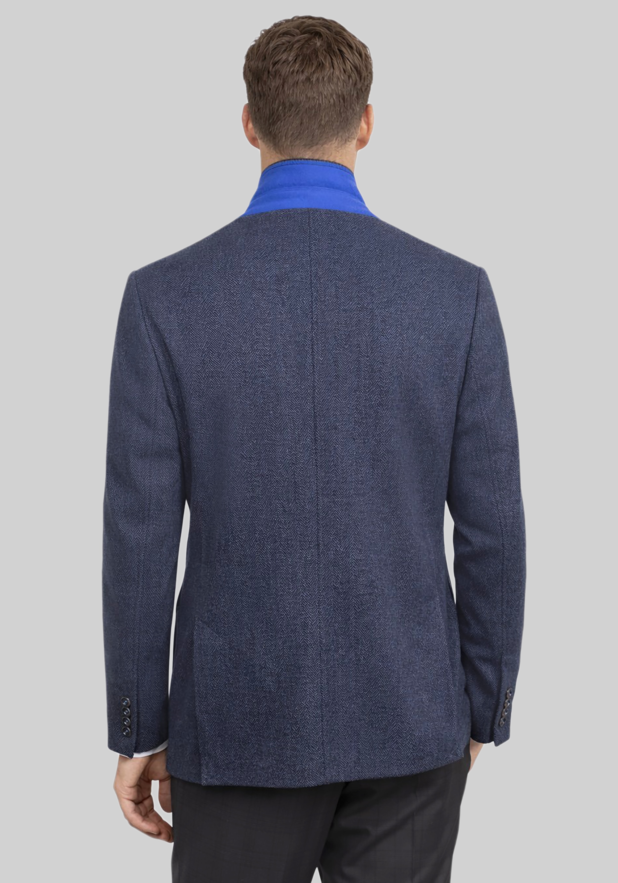 Gruner1949 Tailored Fit Herringbone 4-Way Stretch Knit Sportcoat