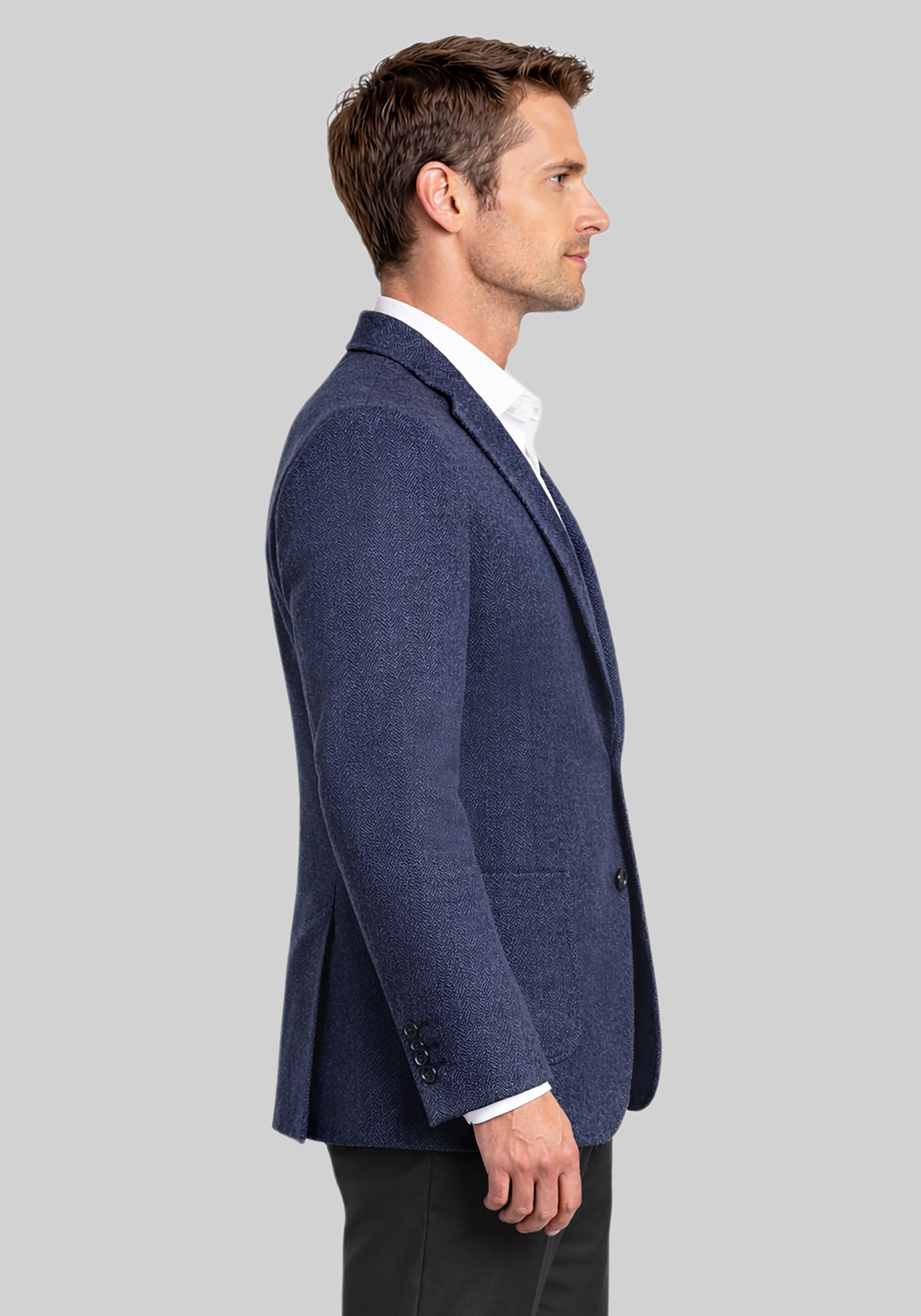 Gruner1949 Tailored Fit Herringbone 4-Way Stretch Knit Sportcoat