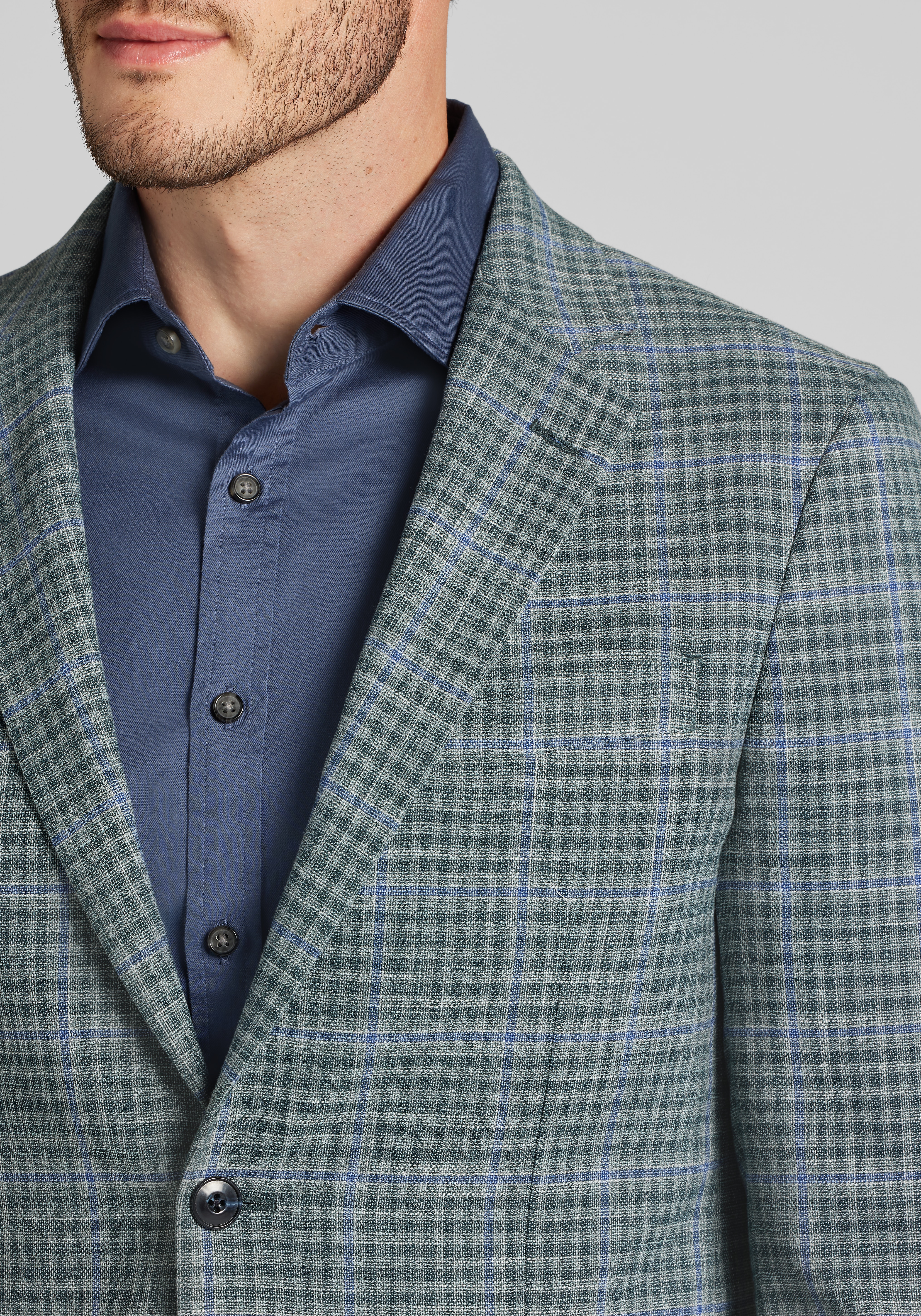Jos. A. Bank Slim Fit Windowpane Plaid Comfort Stretch Sportcoat