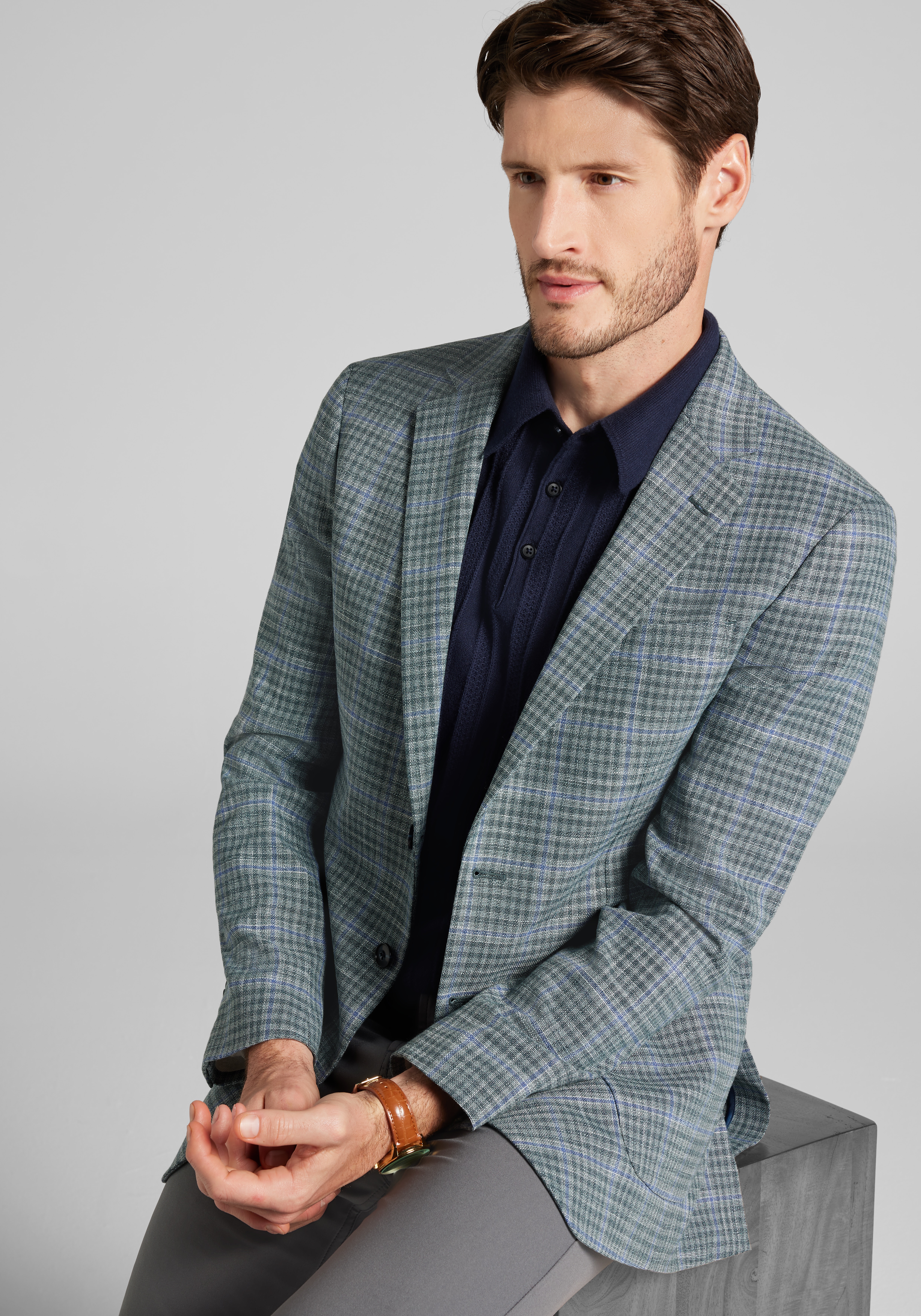 Jos. A. Bank Slim Fit Windowpane Plaid Comfort Stretch Sportcoat