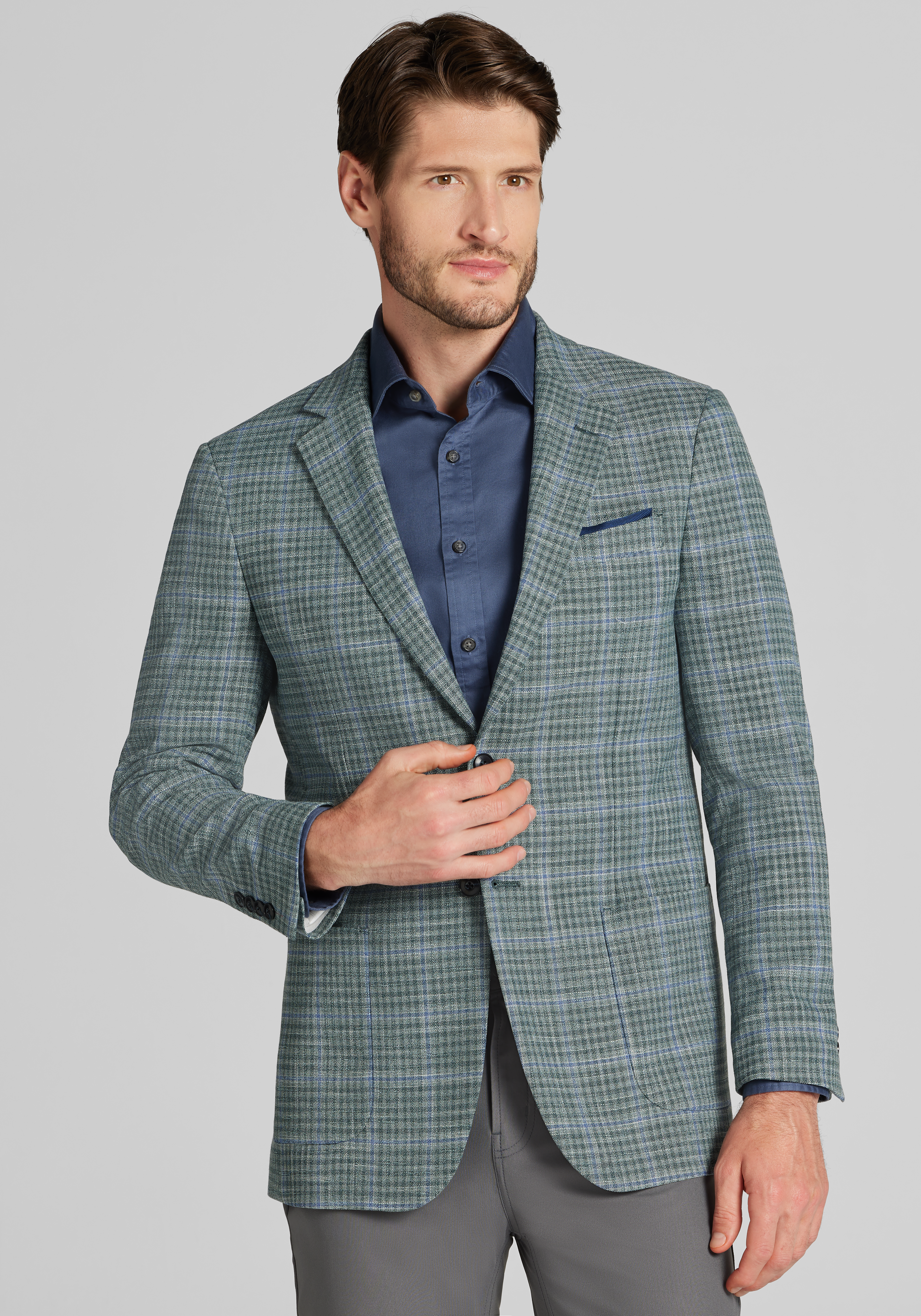 Jos. A. Bank Slim Fit Windowpane Plaid Comfort Stretch Sportcoat CLEARANCE
