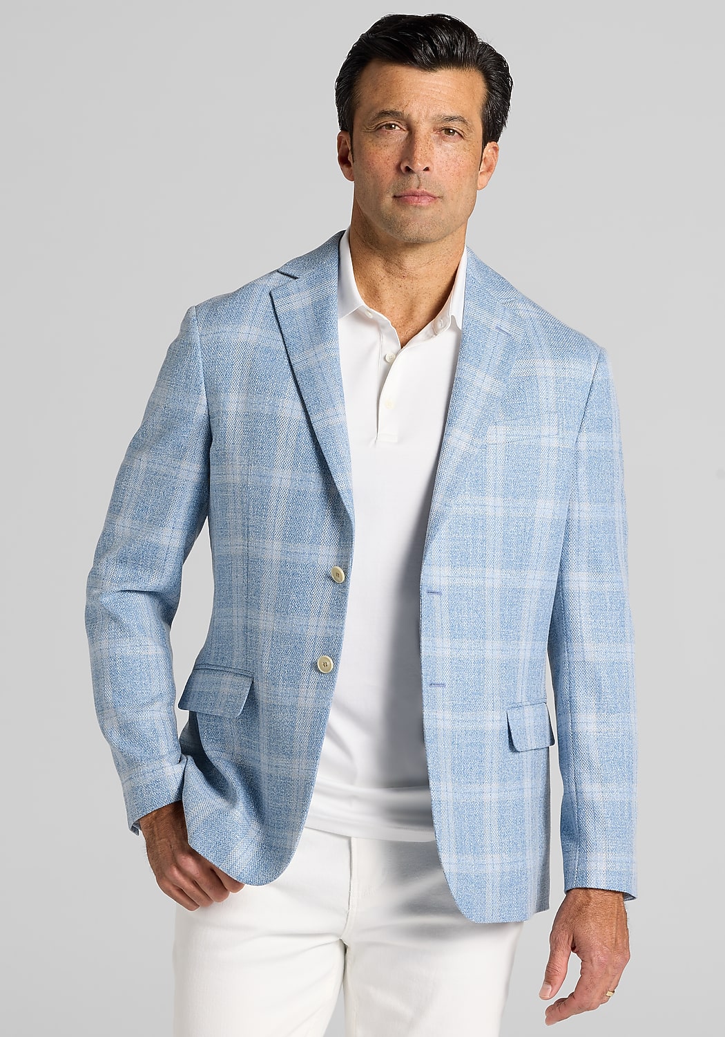 Jos. A. Bank Tailored Fit Comfort Stretch Plaid Sportcoat
