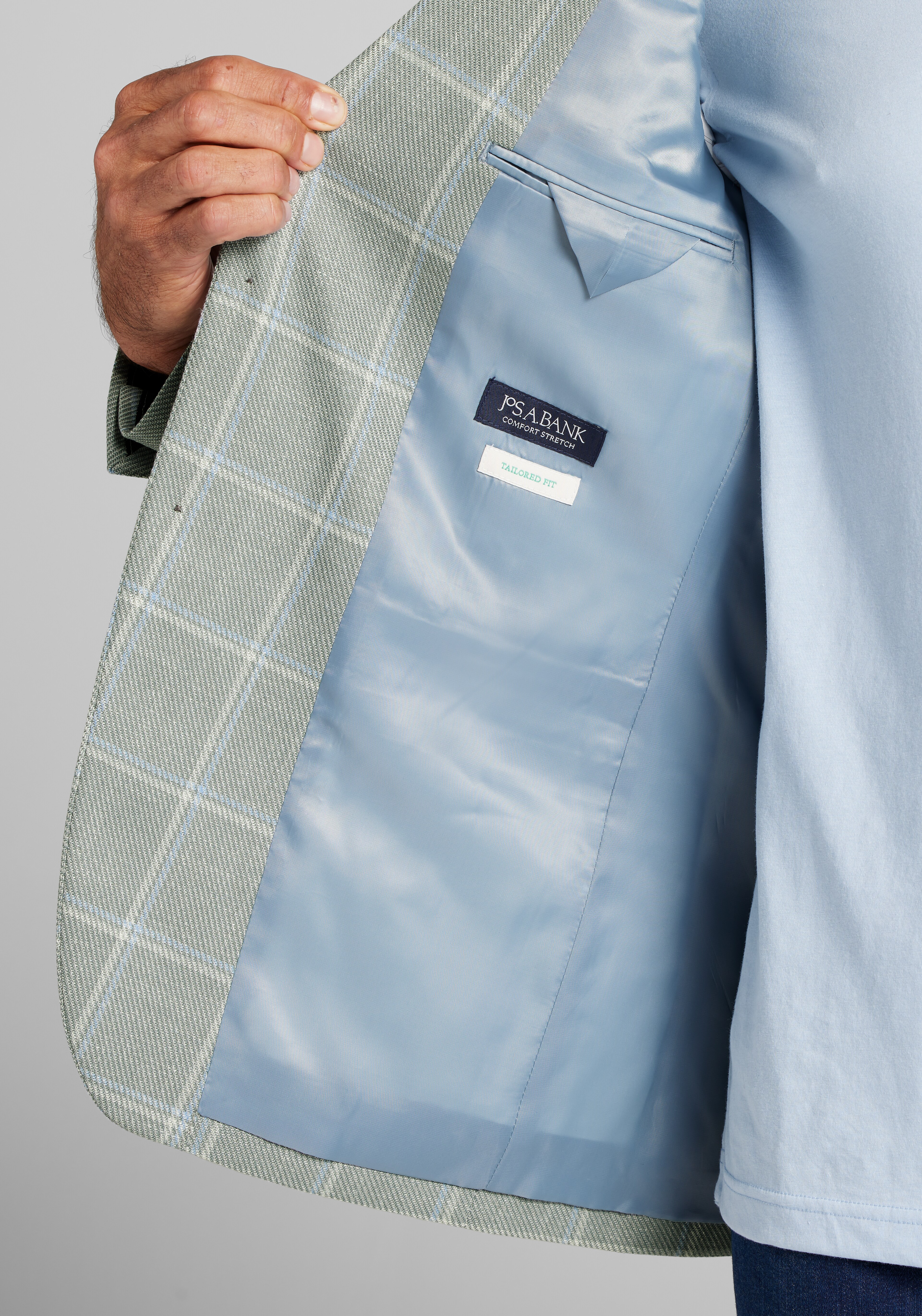 Jos. A. Bank Comfort Stretch Tailored Fit Windowpane Sportcoat - Big & Tall CLEARANCE