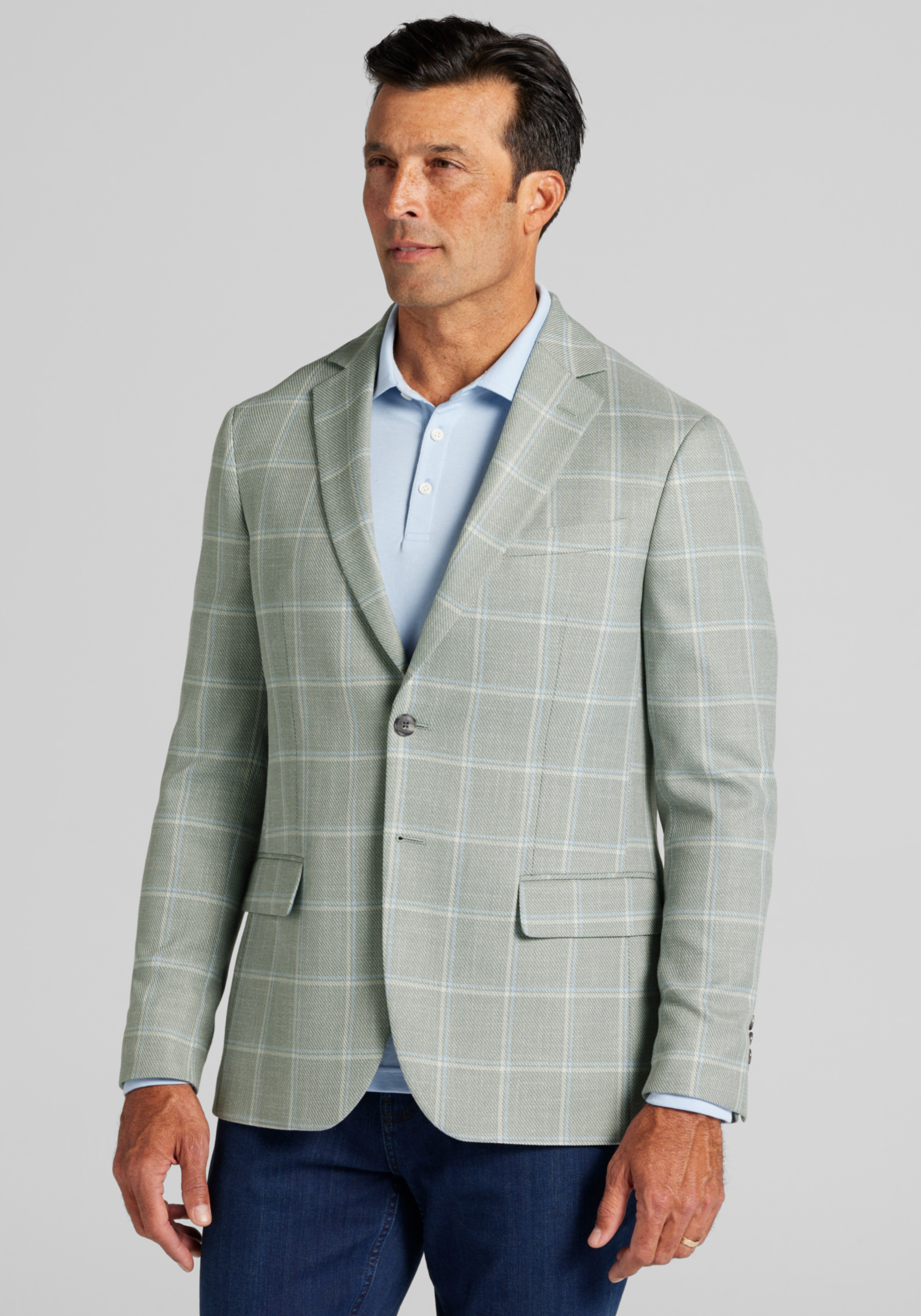 Jos. A. Bank Comfort Stretch Tailored Fit Windowpane Sportcoat - Big & Tall CLEARANCE