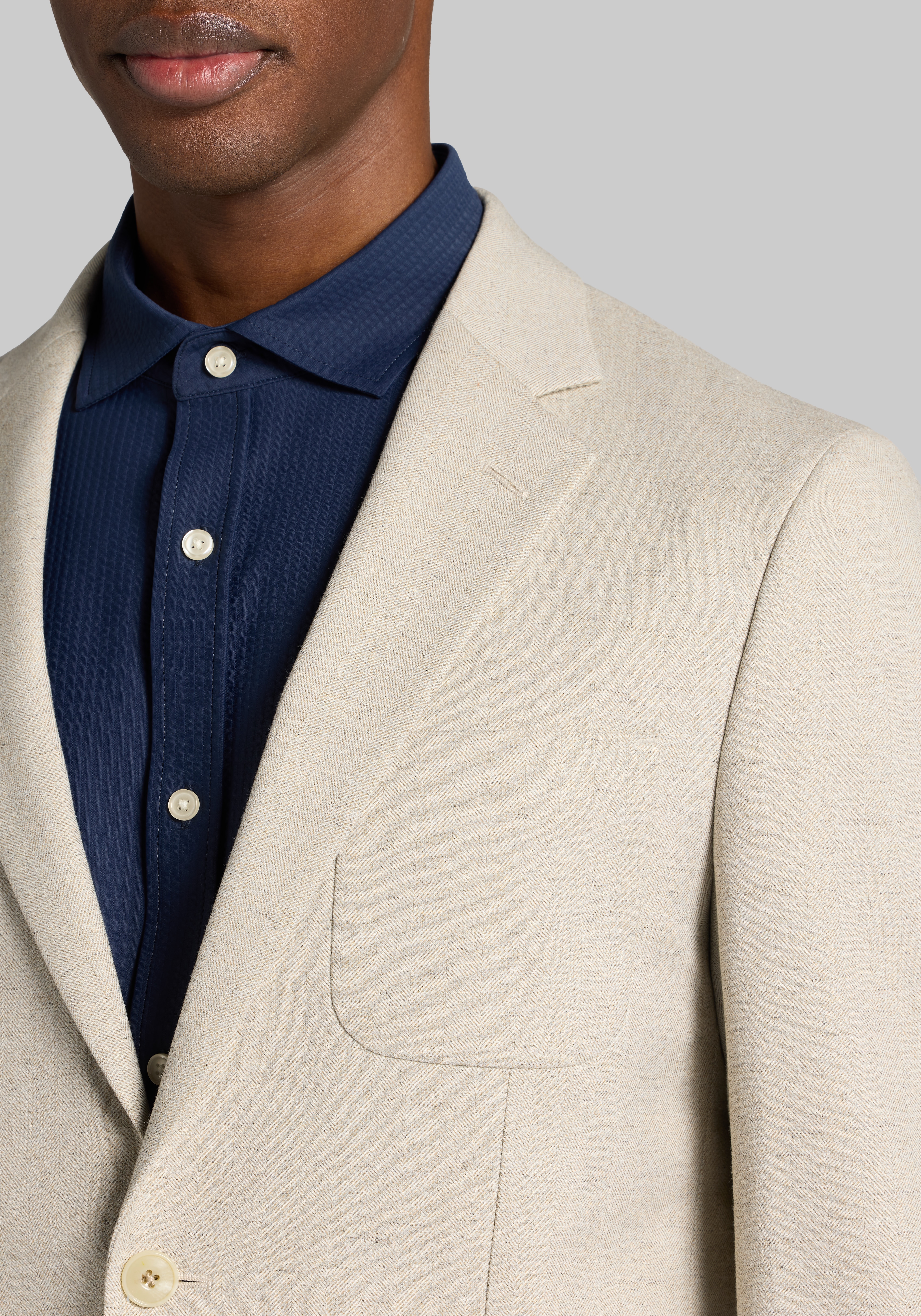 Jos. A. Bank Tailored Comfort Stretch Slim Fit Linen Blend Herringbone Sportcoat CLEARANCE