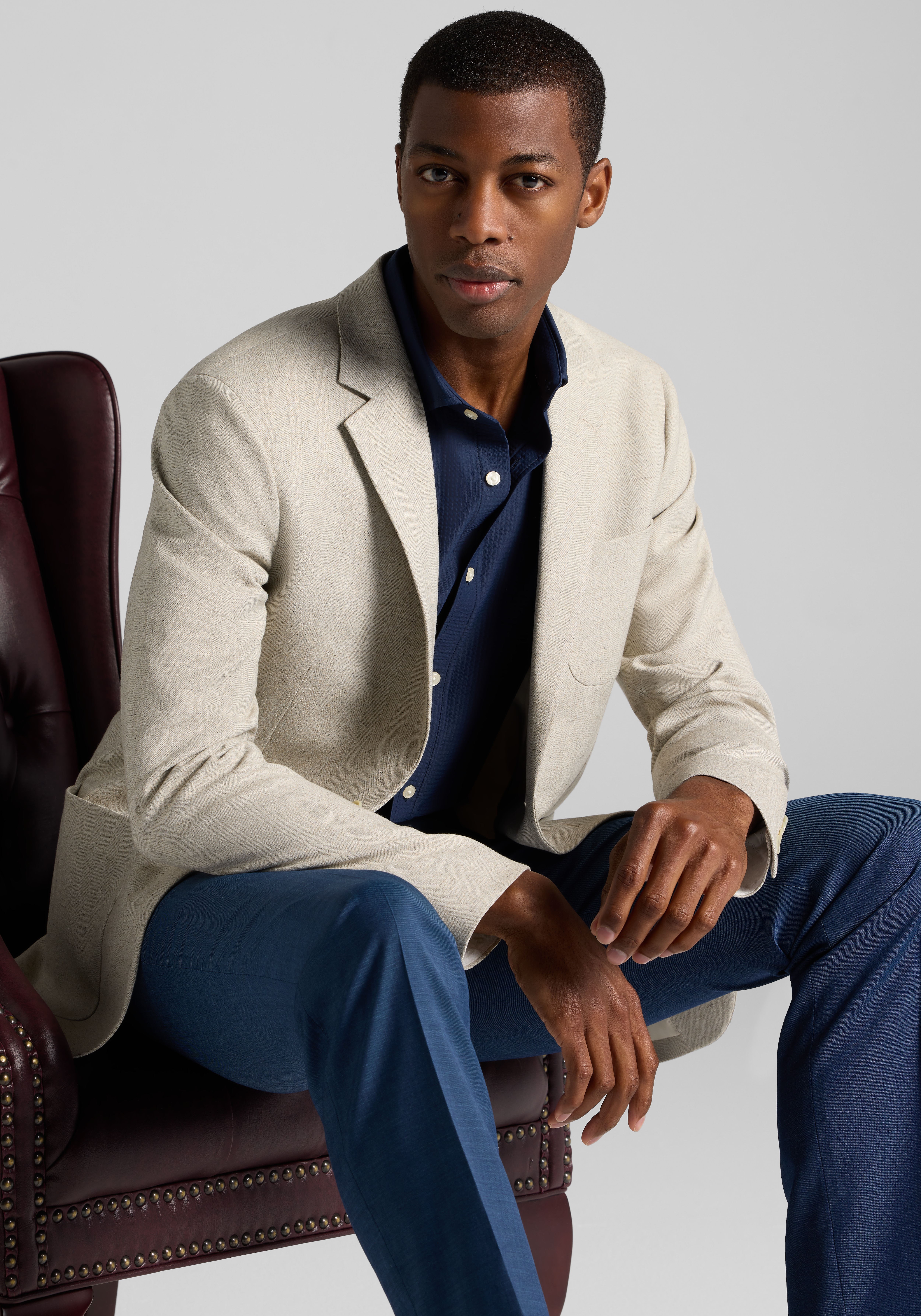 Jos. A. Bank Tailored Comfort Stretch Slim Fit Linen Blend Herringbone Sportcoat CLEARANCE