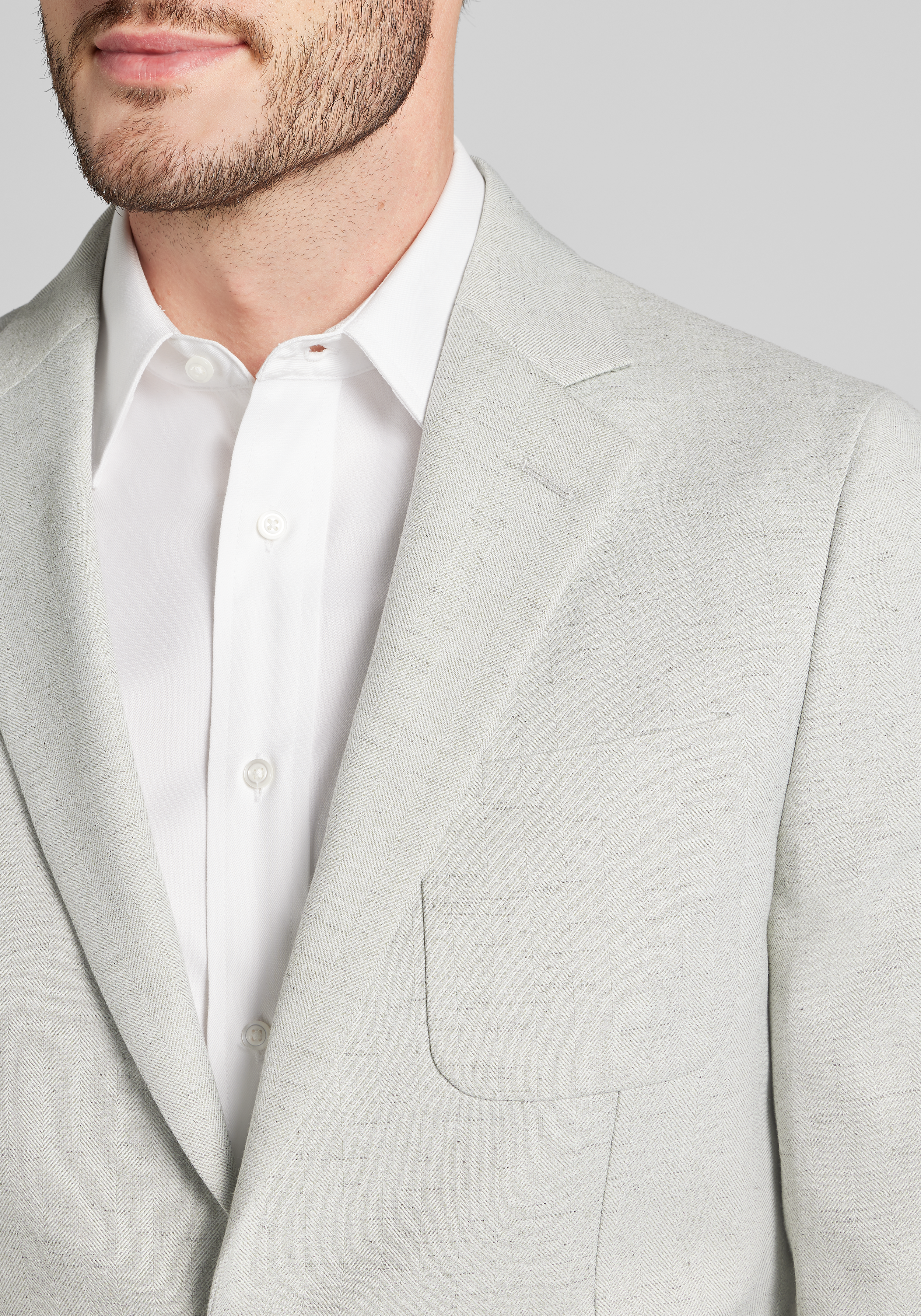 Jos. A. Bank Tailored Comfort Stretch Fit Linen Blend Herringbone Sportcoat - Big & Tall CLEARANCE