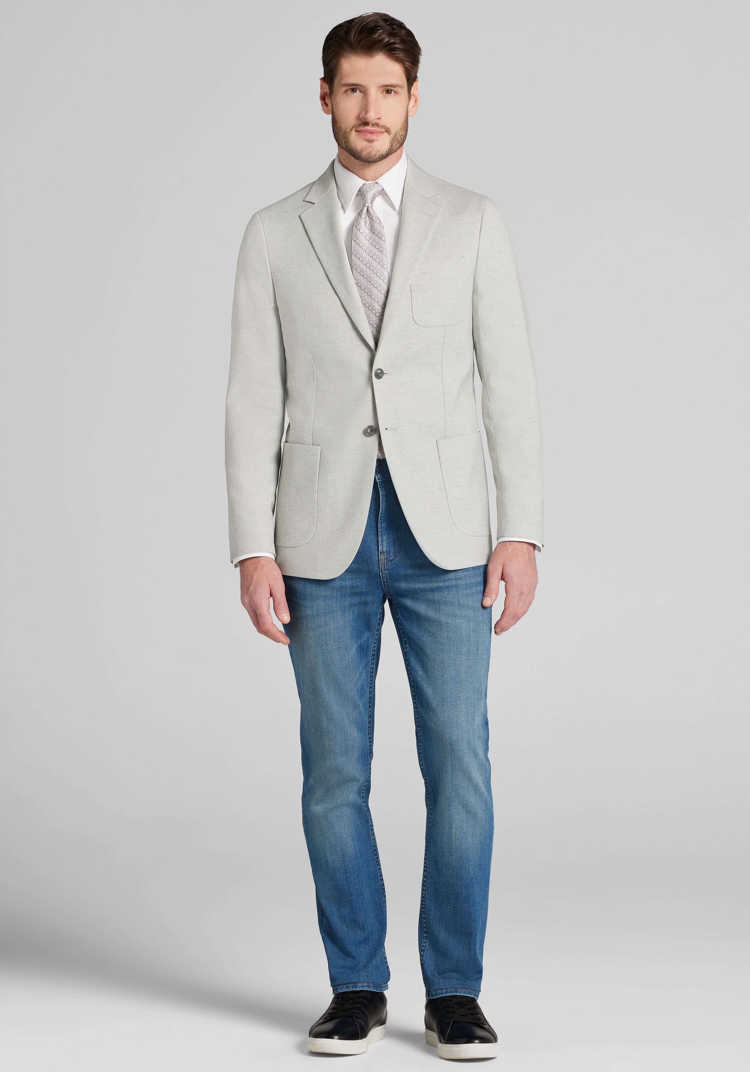 Jos. A. Bank Tailored Comfort Stretch Fit Linen Blend Herringbone Sportcoat - Big & Tall CLEARANCE