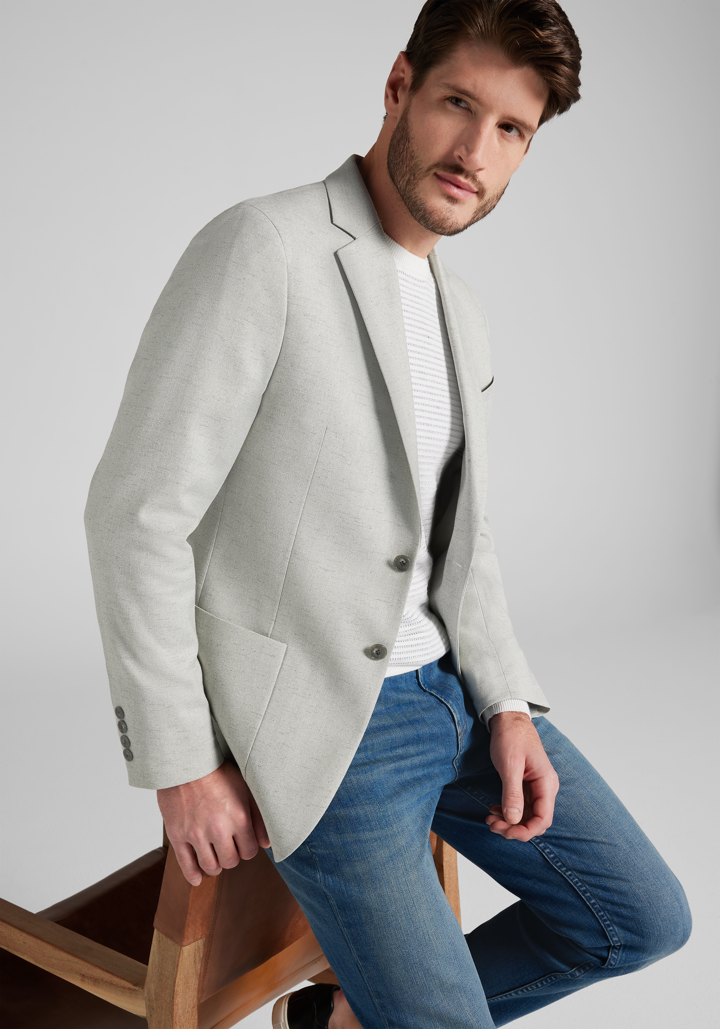 Jos. A. Bank Tailored Comfort Stretch Fit Linen Blend Herringbone Sportcoat - Big & Tall CLEARANCE